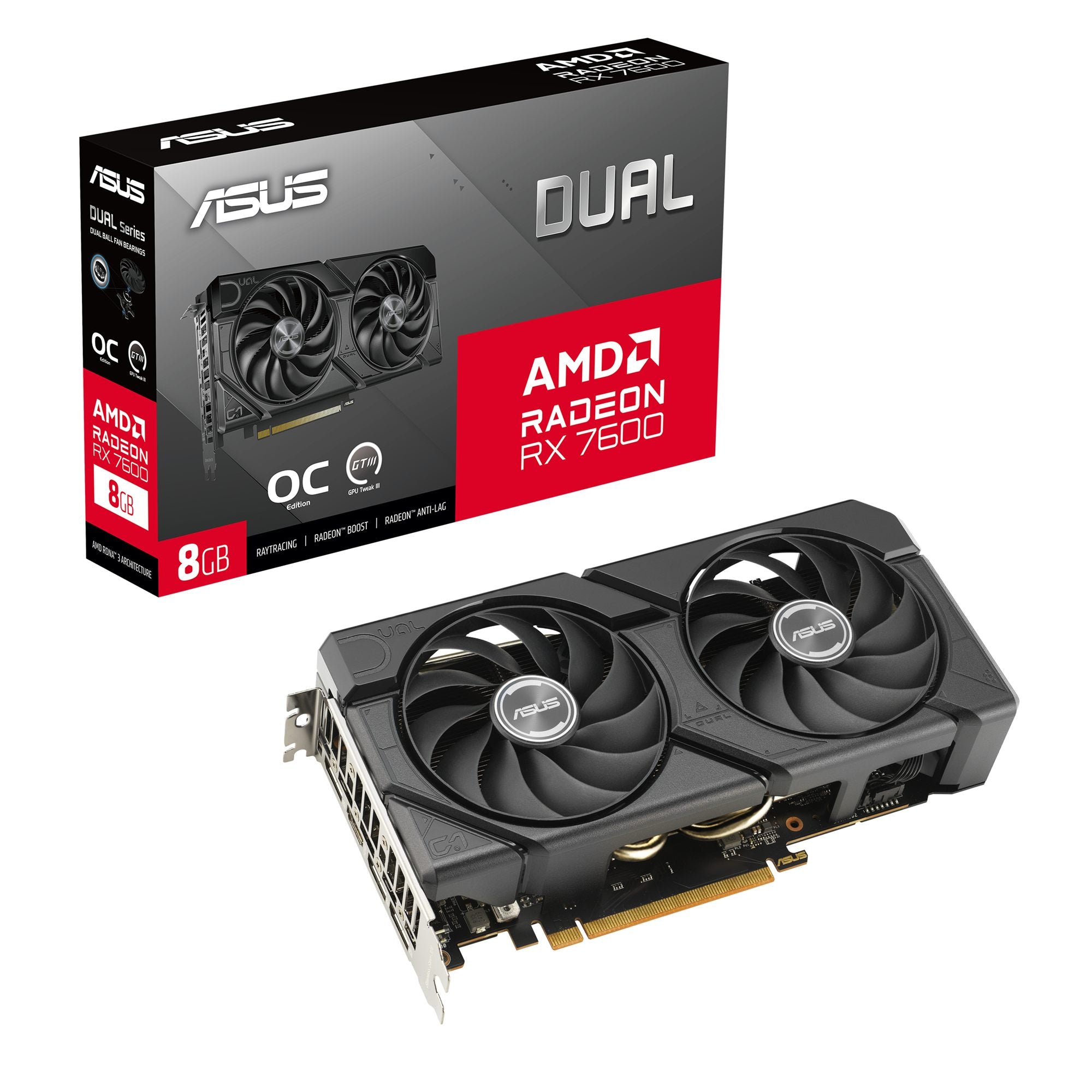 ASUS Dual Radeon RX 7600 EVO OC Edition 8Go GDDR6 PCIe 4.0 HDMI 2.1 DisplayPort 1.4a