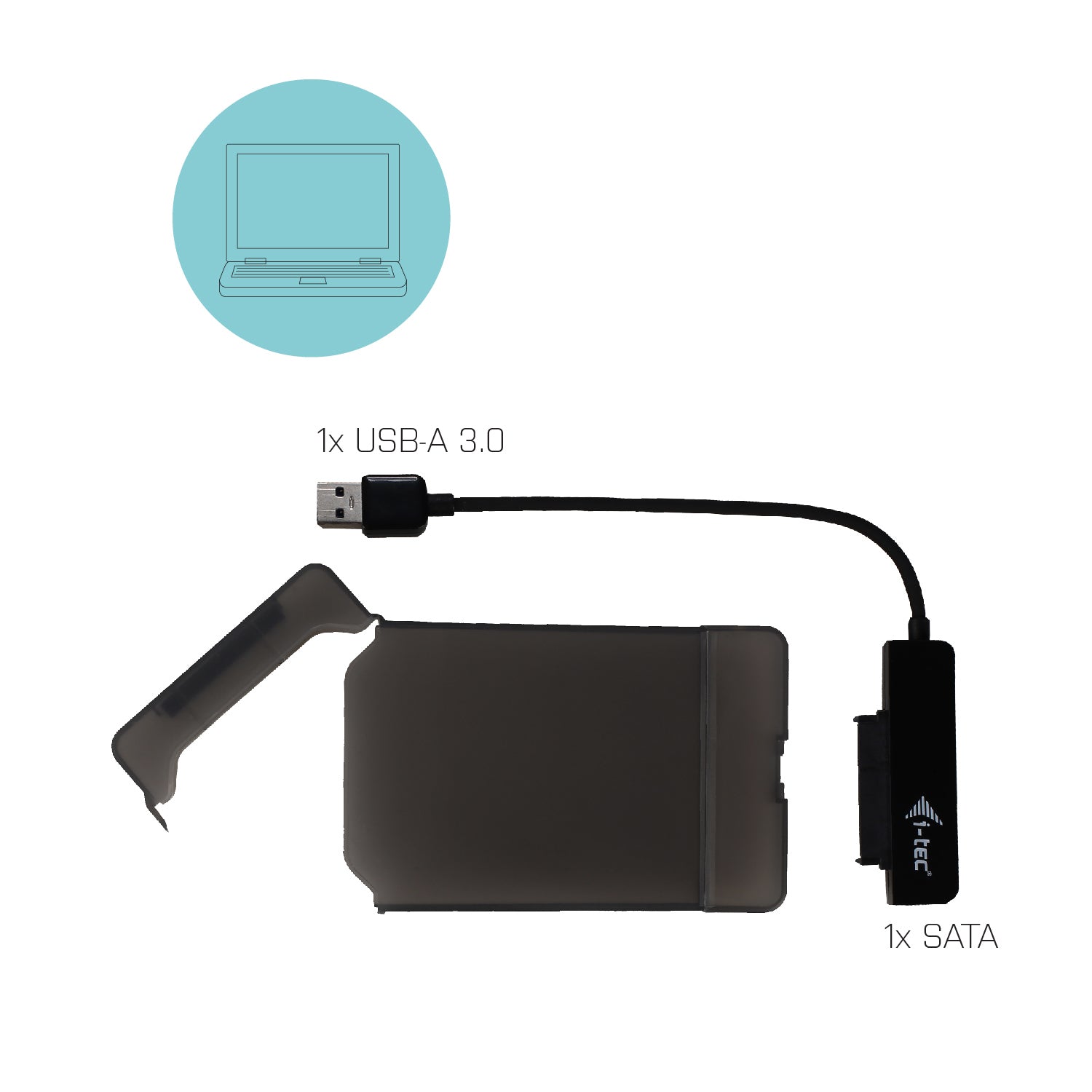 I-TEC USB 3.0 Advance MySafe Easy Enclosure 6.4cm 2.5p External Enclosure for SATA HDD itegrated cable black