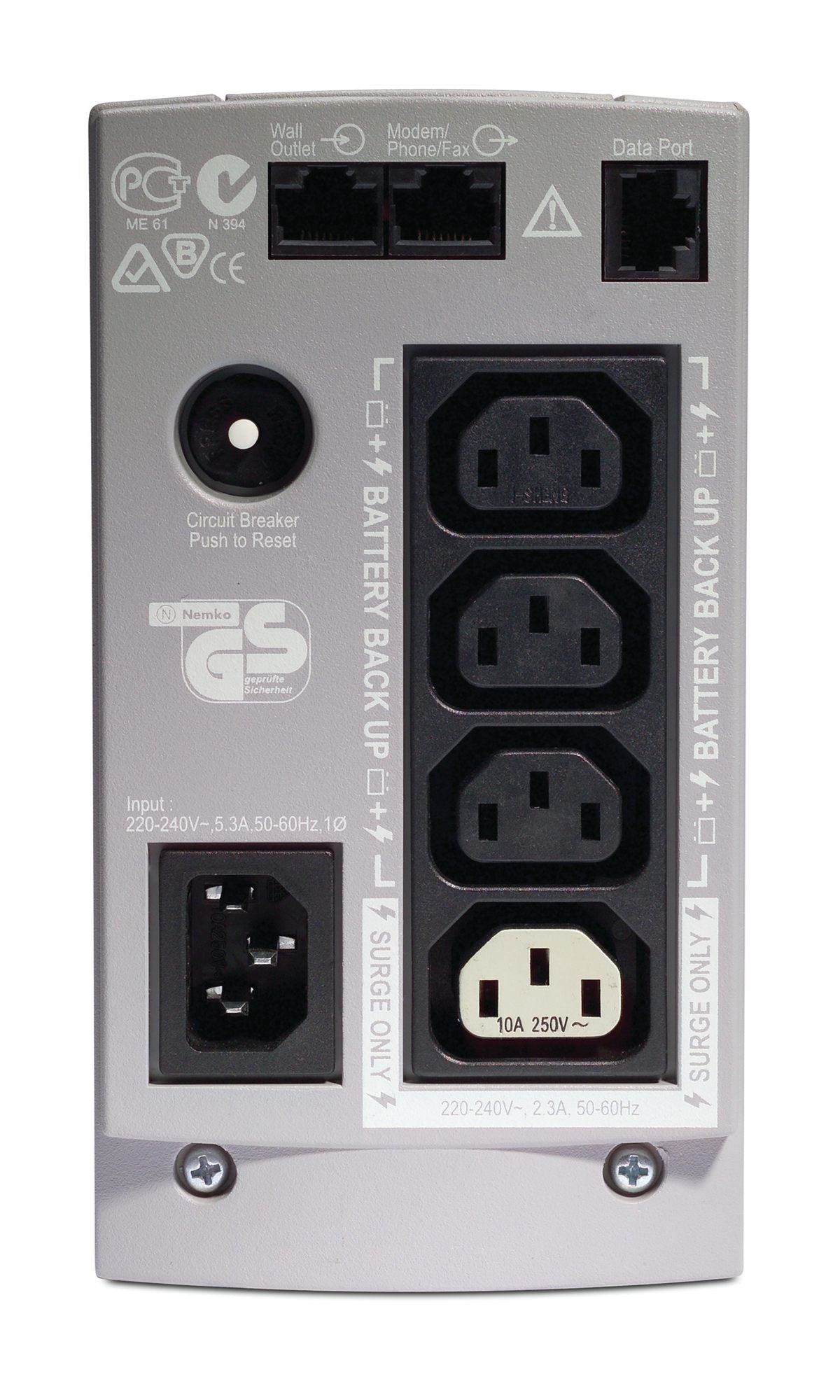 APC Back-UPS CS 500 UPS AC 230V 300Watt 500VA RS-232 USB output connectors 4 beige