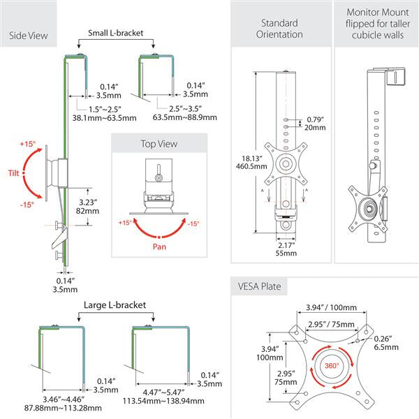 Single Monitor Mount - Cubicle Hanger