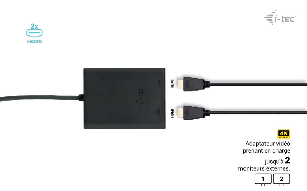 I-TEC USB-C Dual 4K/60Hz single 8K/30Hz HDMI Video Adapter 2x HDMI Port
