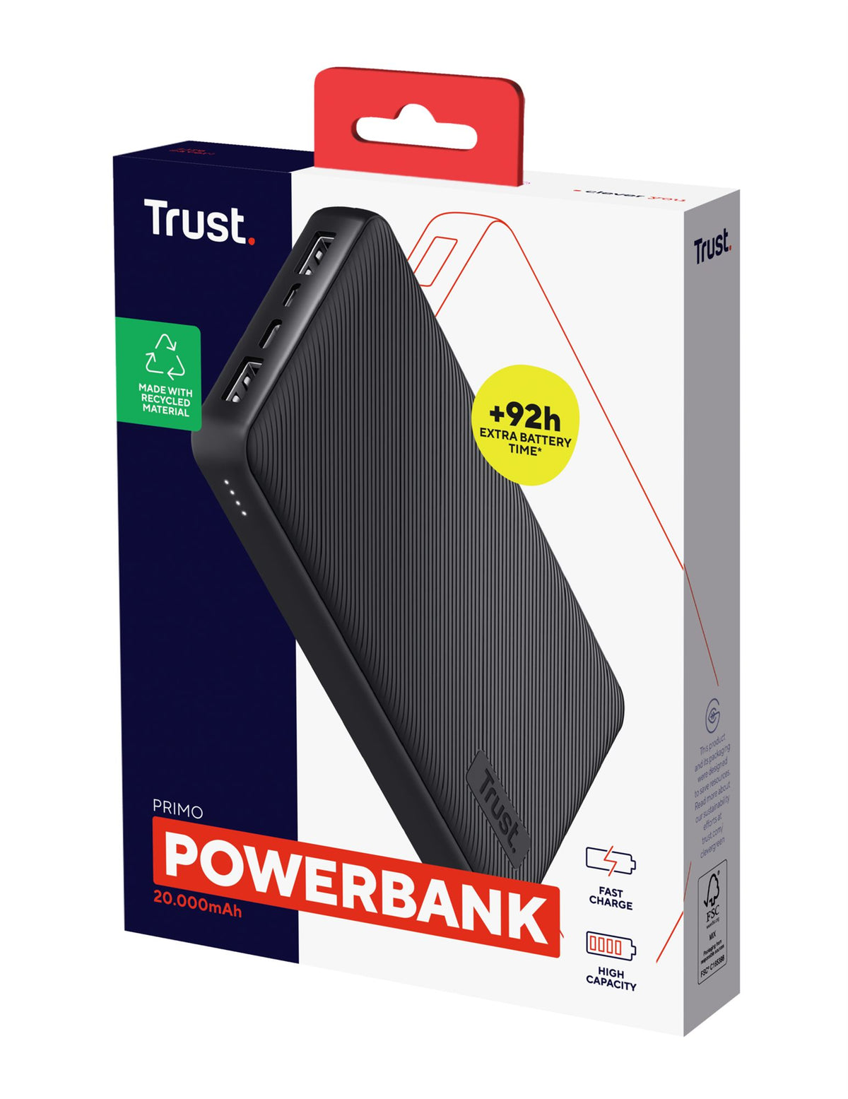 TRUST Powerbank PRIMO 20.000 mAh ECO - Black