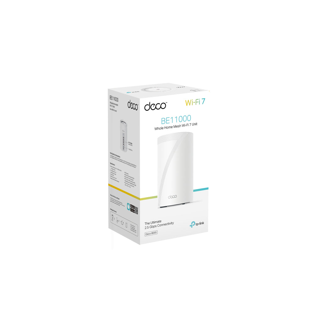 TP-LINK BE9300 Whole Home Mesh Wi-Fi 7 Unit Tri-Band 574Mbps at 2.4GHz + 2880Mbps at 5GHz + 5760Mbps at 6GHz Internal Antennas