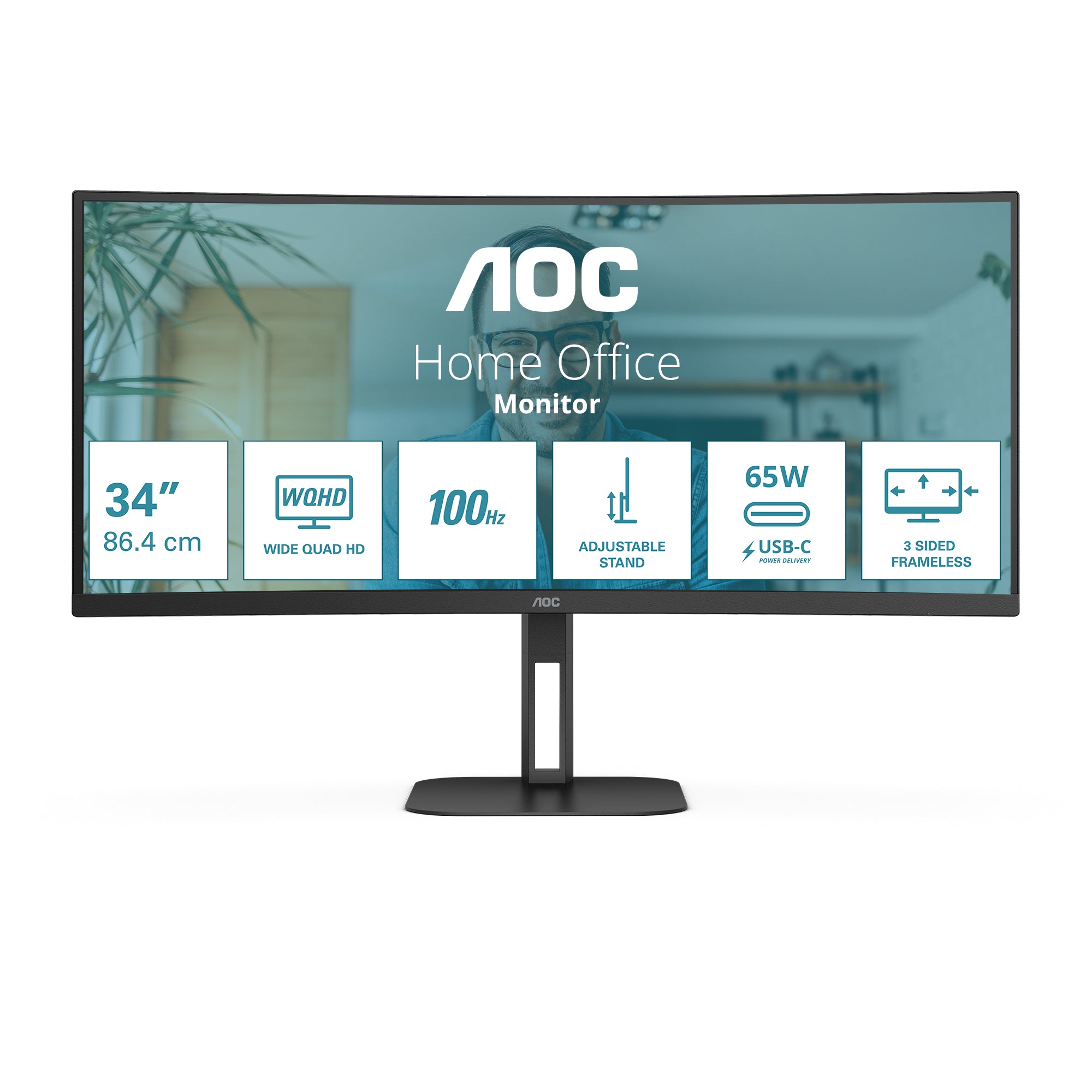 CU34V5C/BK 34"3440x1440 VA USBC HDMI DP