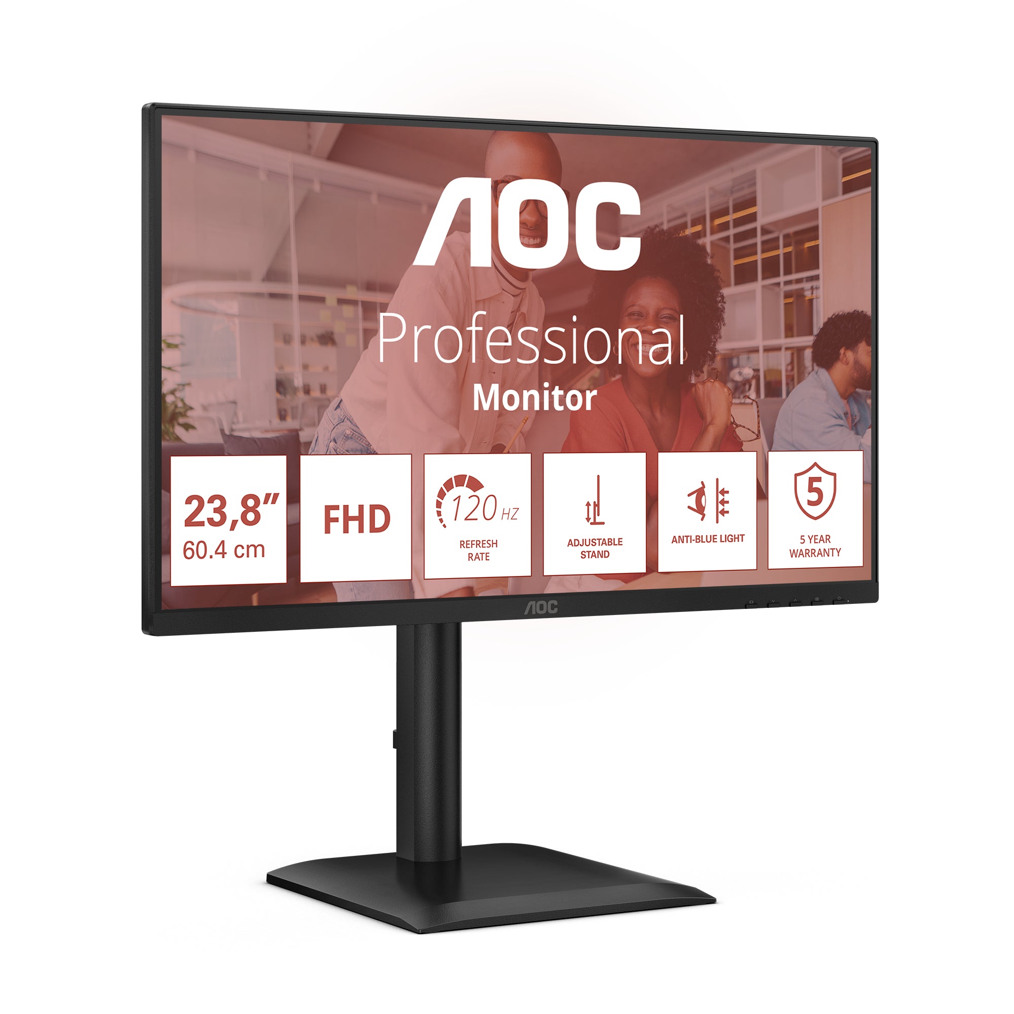 AOC 24E4U - Écran LED - 24"- 1920x 1080 Full HD  @ 120 Hz - IPS - 300 cd/m² - 1500:1 - 4 ms - HDMI, VG DP , HP, HAS garantie 5 ans