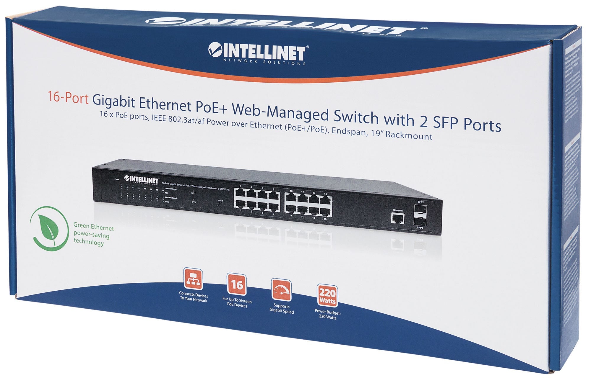 Intellinet 561341 commutateur réseau Géré L2+ Gigabit Ethernet (10/100/1000) Connexion Ethernet, supportant l'alimentation via ce port (PoE) 1U Noir