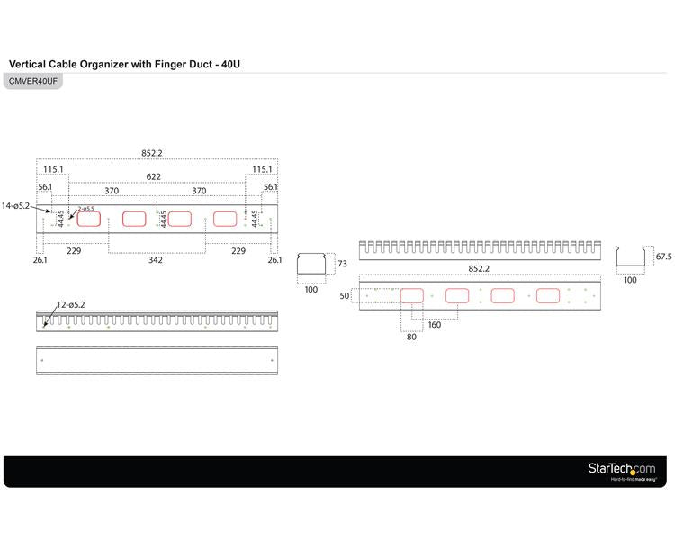 Cable Organizer 1.8 m. Vertical Finger