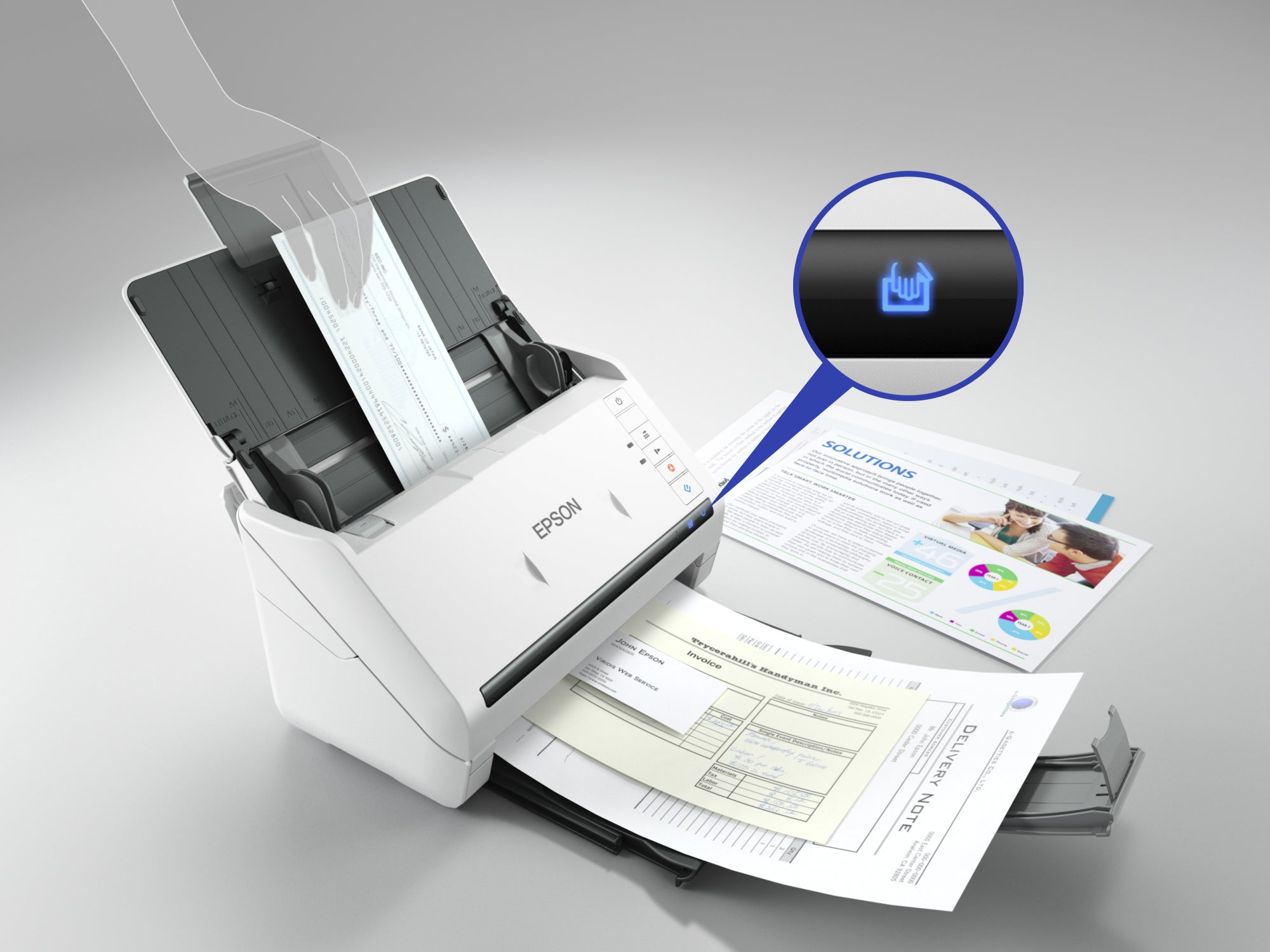 EPSON WorkForce DS-530II Document scanner Duplex 215.9x6096mm 600x600dpi 35ppm ADF 50sheets 4000scans/d USB 3.0