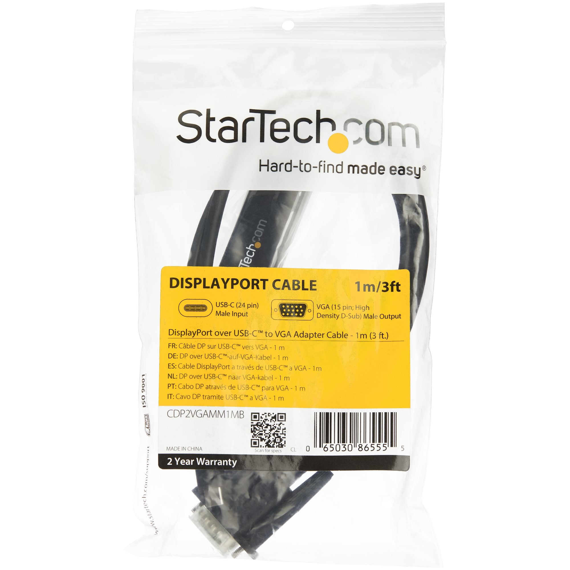 1m 3 ft USB C to VGA Cable