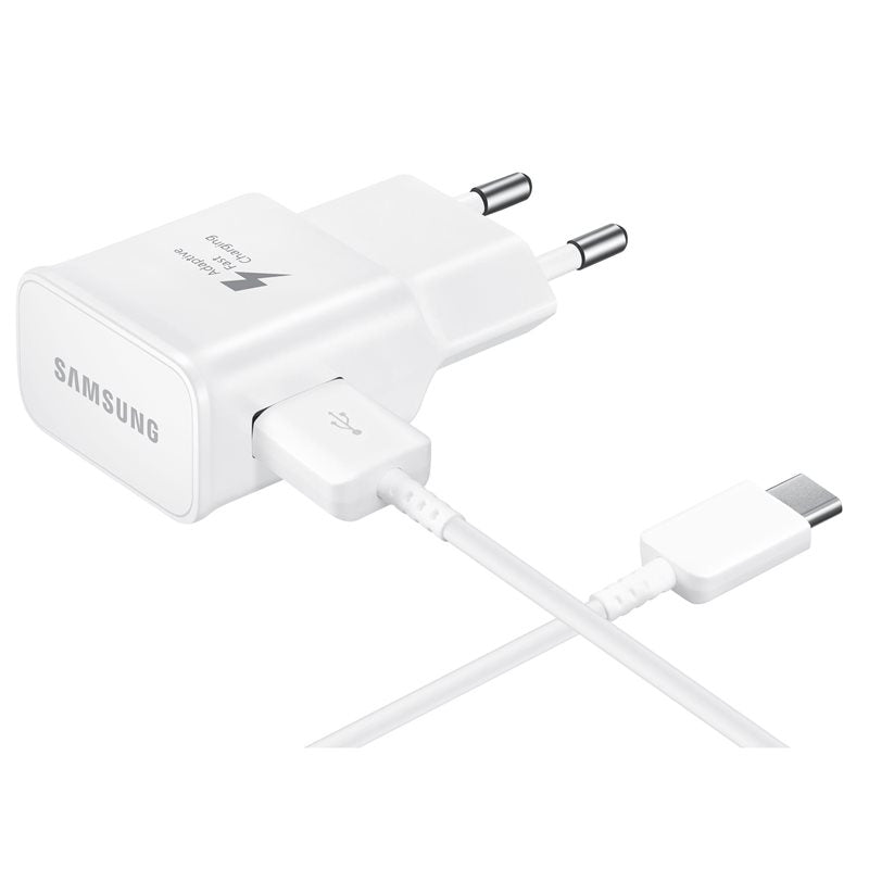 Samsung EP-TA20EWECG - Chargeur Secteur Complet - Adaptateur Fast Charge 2A & Câble USB Type-C - Blanc (Emballage Original)