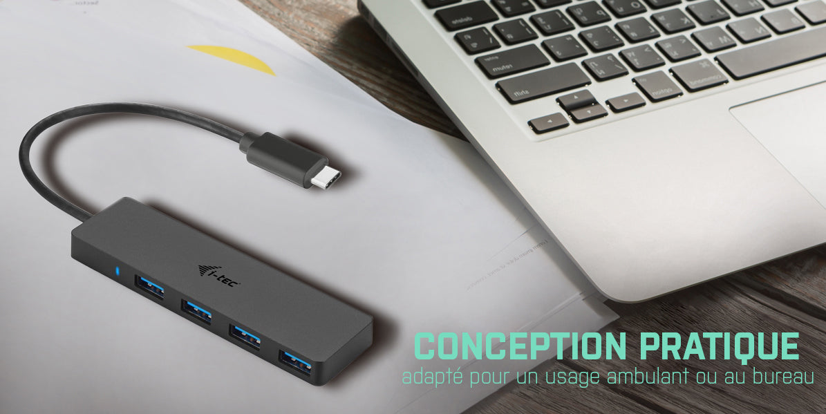 I-TEC USB C Slim Passive HUB 4 Port without power adapter for Notebook Tablet PC supports Win Mac OS compatible with Thunderbolt