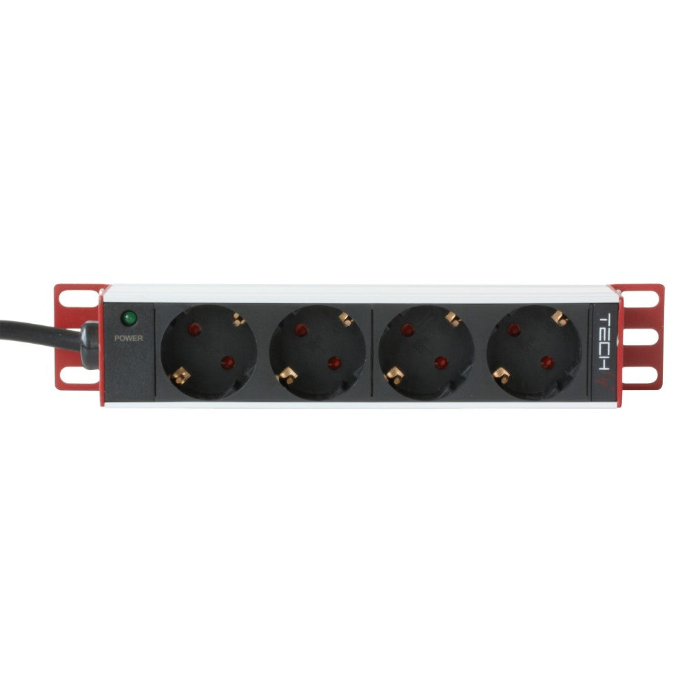 Techly I-CASE M10-4ITY Multiprise 10' 1U X4 - Prises Schuko
