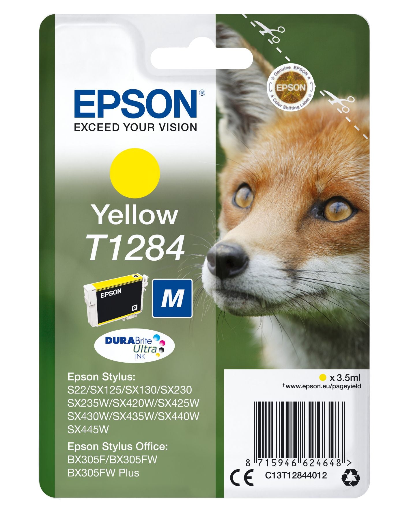 EPSON 1LB T1284 ink cartridge yellow standard capacity 3.5ml 1-pack RF-AM blister w/s