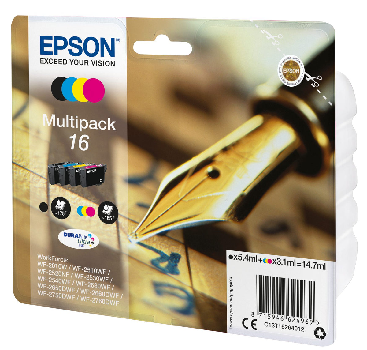 EPSON 2LB 16 ink cartridge black and tri-colour standard capacity 14.7ml 1-pack blister without alarm