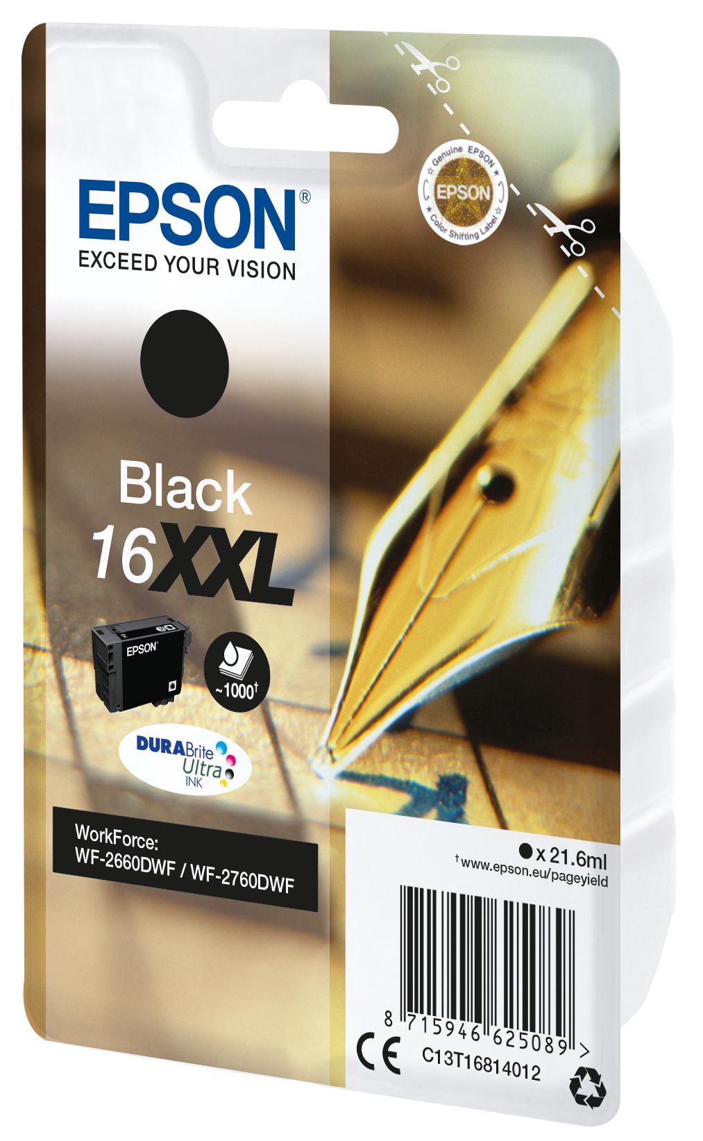 EPSON 6LB 16XXL ink cartridge black extra high capacity 1.000 pages 1-pack blister with alarm w/s