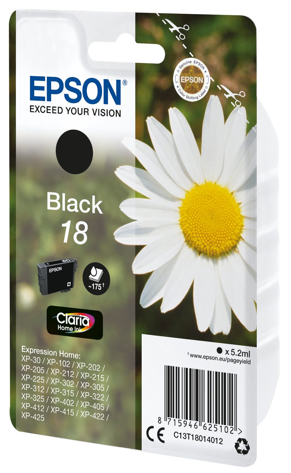 EPSON 4LB 18 ink cartridge black standard capacity 5.2ml 175 pages 1-pack RF-AM blister w/s