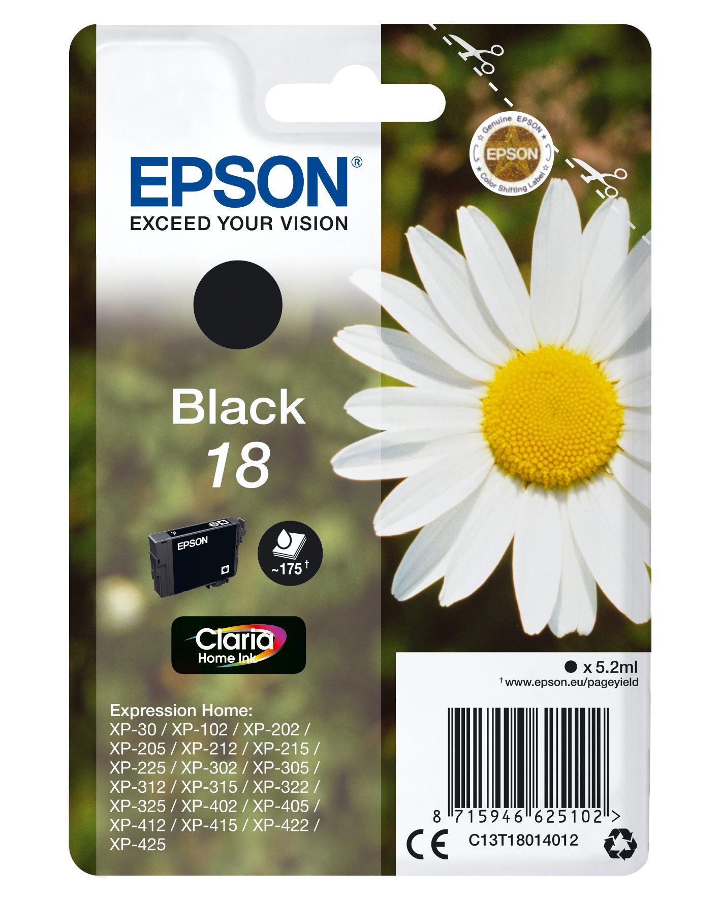 EPSON 4LB 18 ink cartridge black standard capacity 5.2ml 175 pages 1-pack RF-AM blister w/s