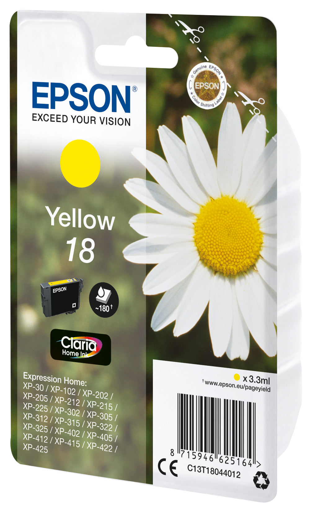 EPSON 3LB 18 ink cartridge yellow standard capacity 3.3ml 180 pages 1-pack RF-AM blister w/s