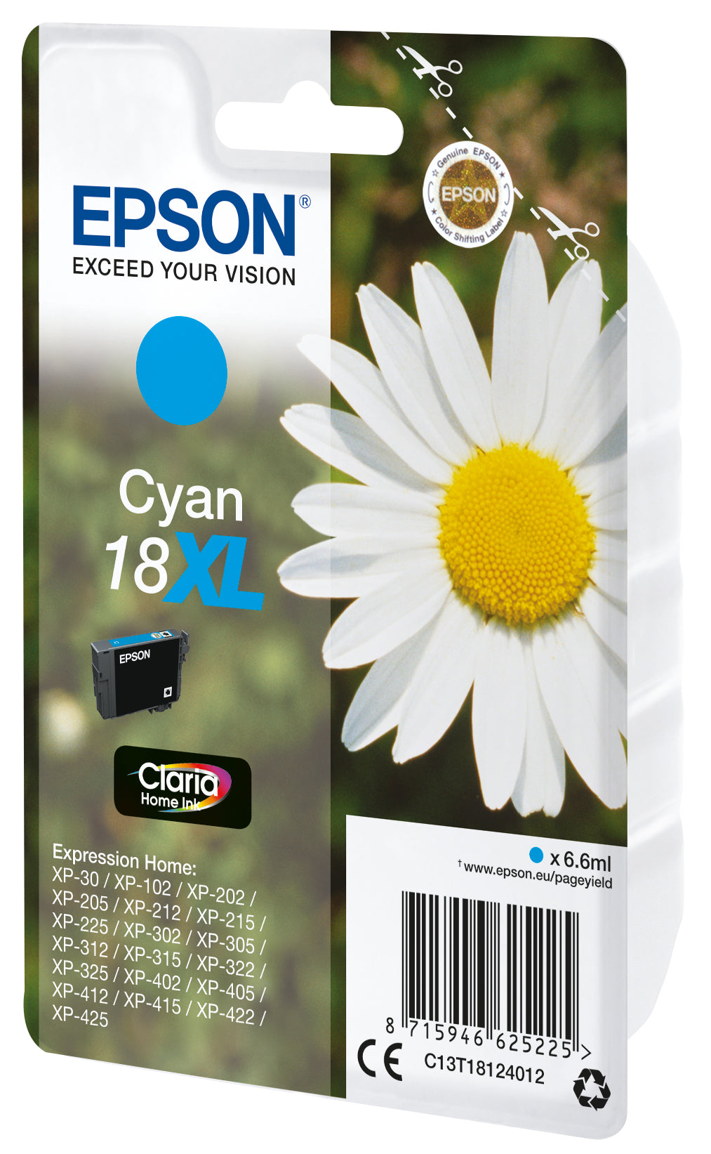 EPSON 1LB 18XL ink cartridge cyan high capacity 6.6ml 450 pages 1-pack RF-AM blister w/s