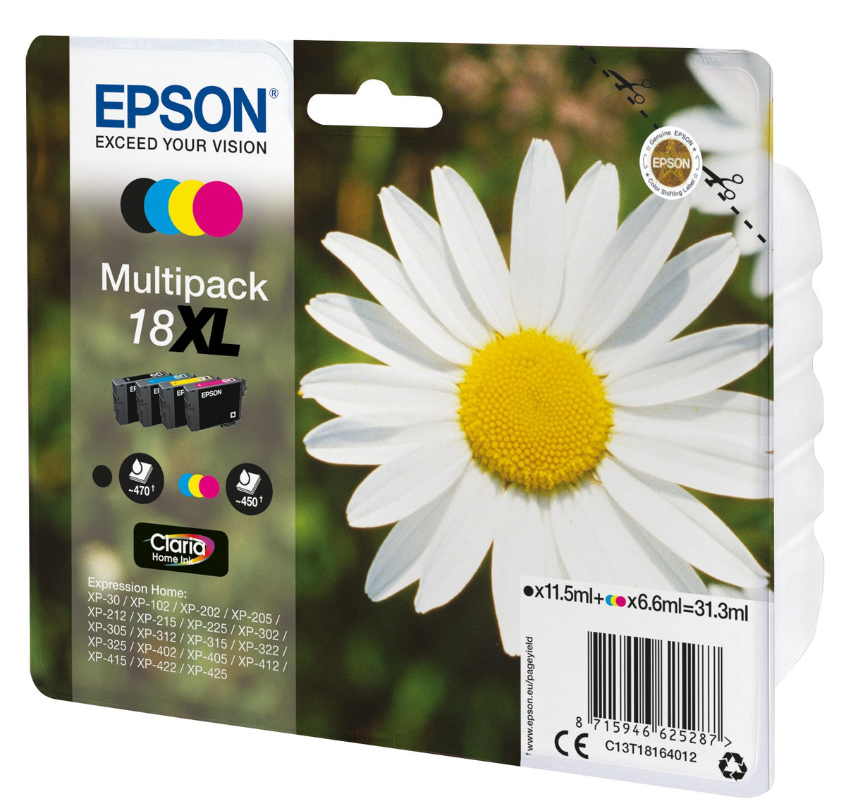 EPSON 3LB 18XL ink cartridge black and tri-colour high capacity 31.3ml 1-pack RF-AM blister multi tag w/s