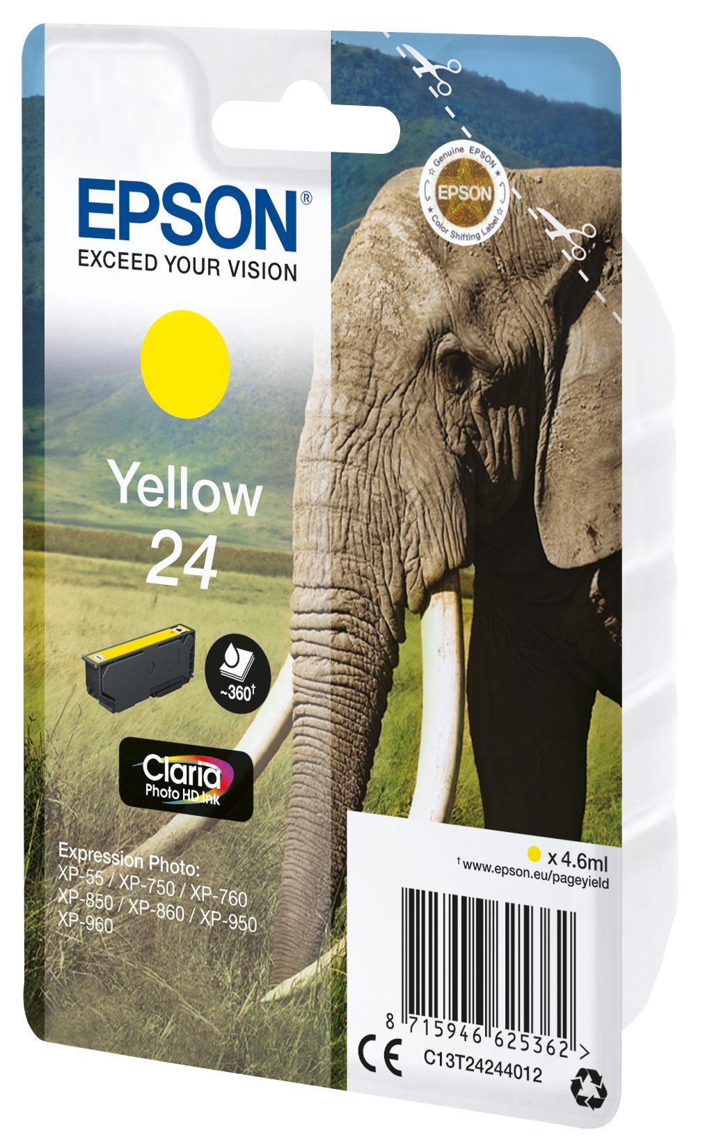 EPSON 3LB 24 ink cartridge yellow standard capacity 4.6ml 360 pages 1-pack RF-AM blister w/s