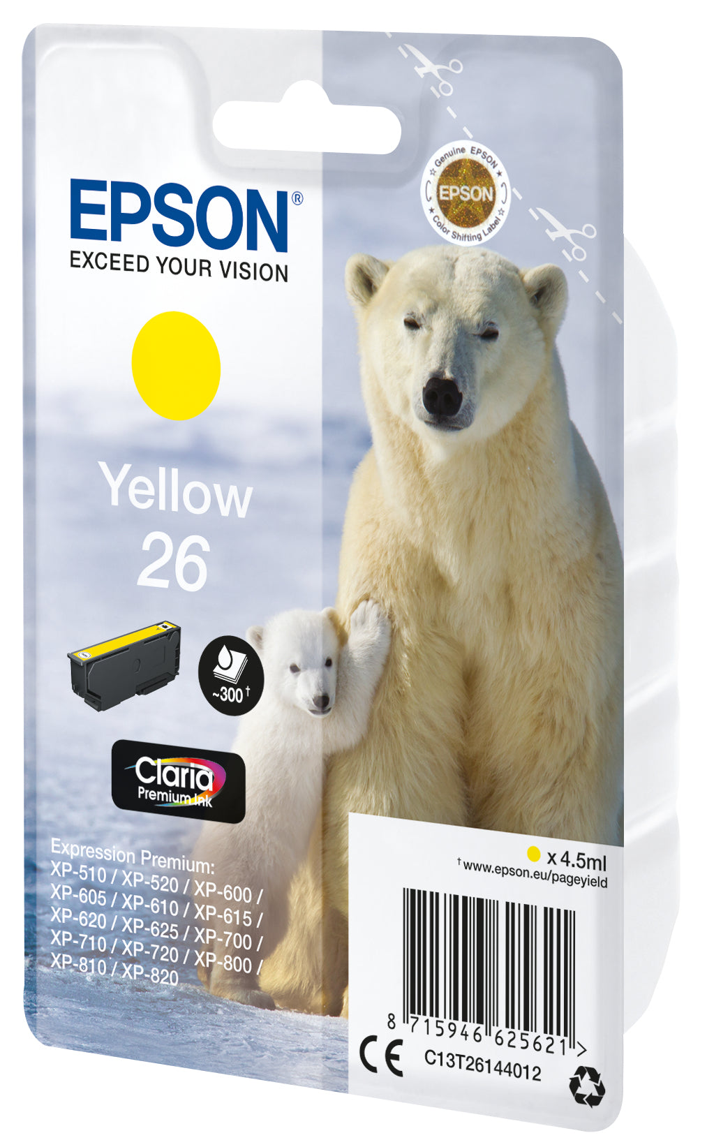 EPSON 3LB 26 ink cartridge yellow standard capacity 4.5ml 300 pages 1-pack RF-AM blister w/s
