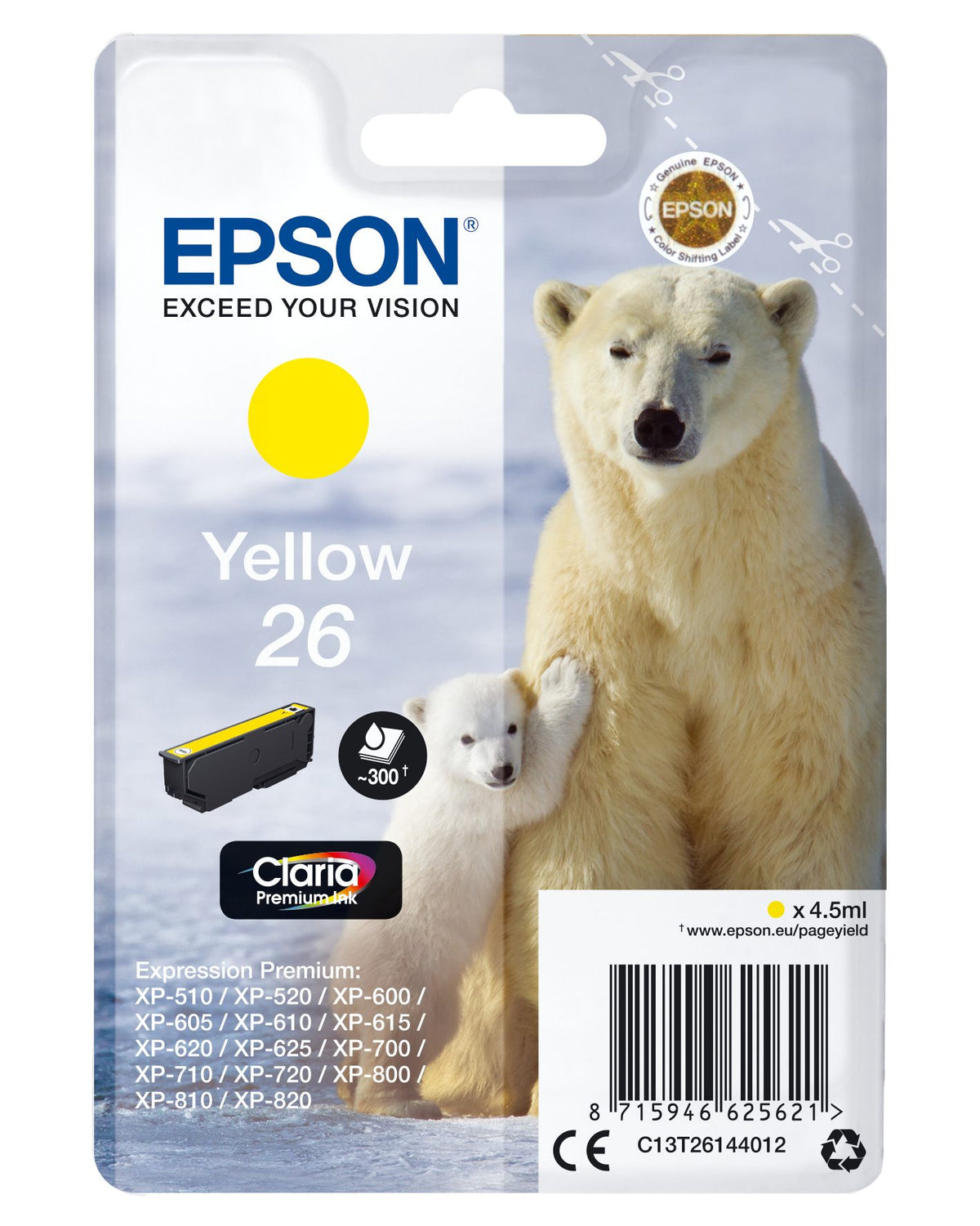 EPSON 3LB 26 ink cartridge yellow standard capacity 4.5ml 300 pages 1-pack RF-AM blister w/s