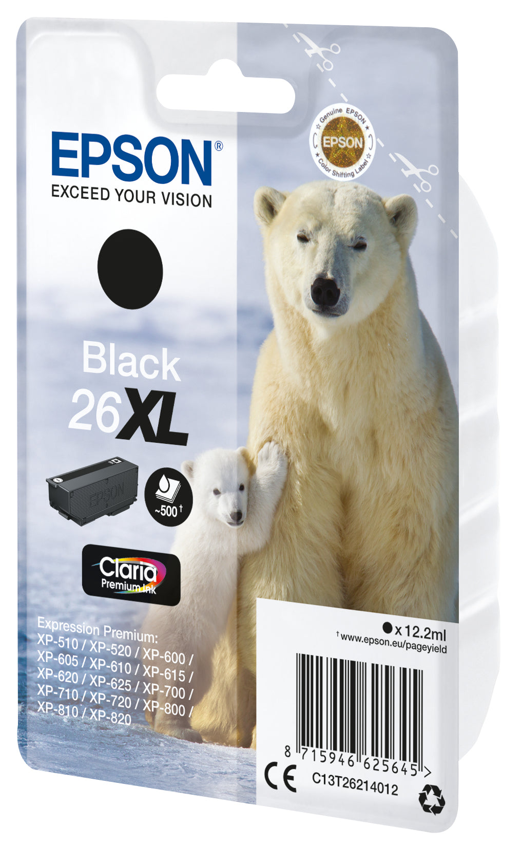 EPSON 4LB 26XL ink cartridge black high capacity 12.2ml 500 pages 1-pack RF-AM blister w/s