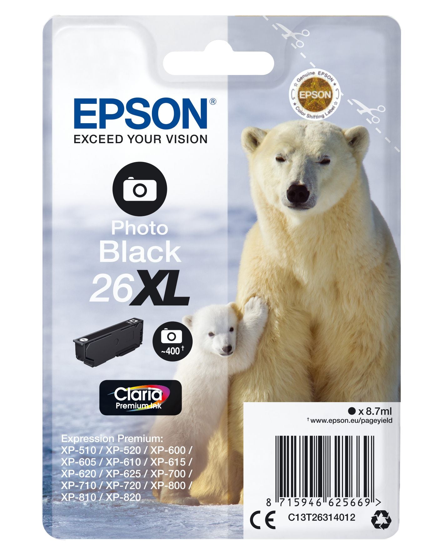 Ink/26XL Polar Bear 8.7ml PBK