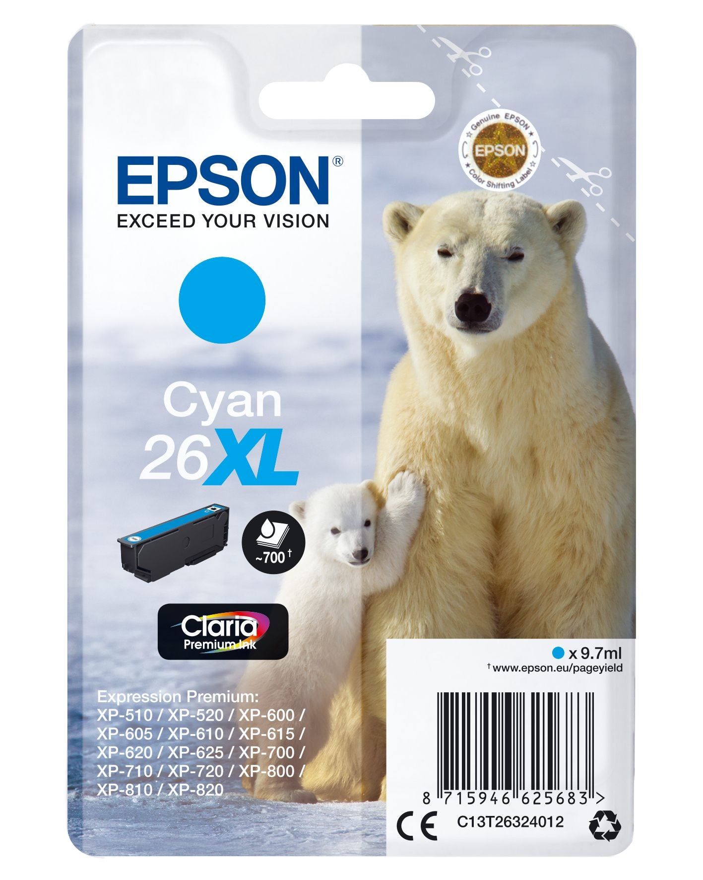 Ink/26XL Polar Bear 9.7ml CY