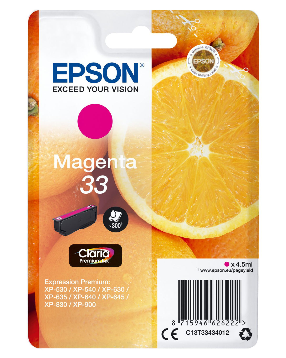 EPSON 1LB Cartouche Oranges Ink Claria Premium Magenta w/s