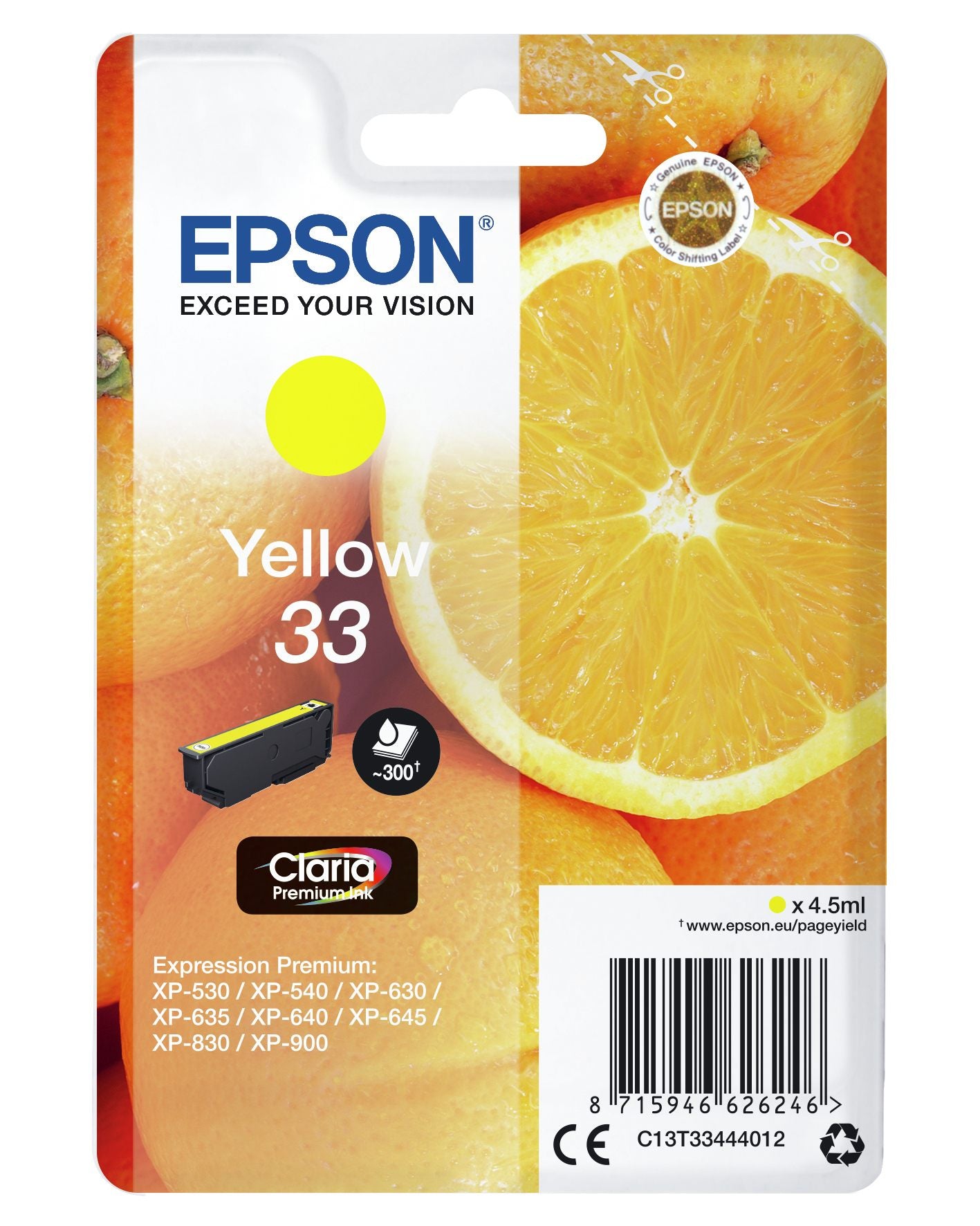 EPSON 3LB Cartouche Oranges Ink Claria Premium Yellow w/s