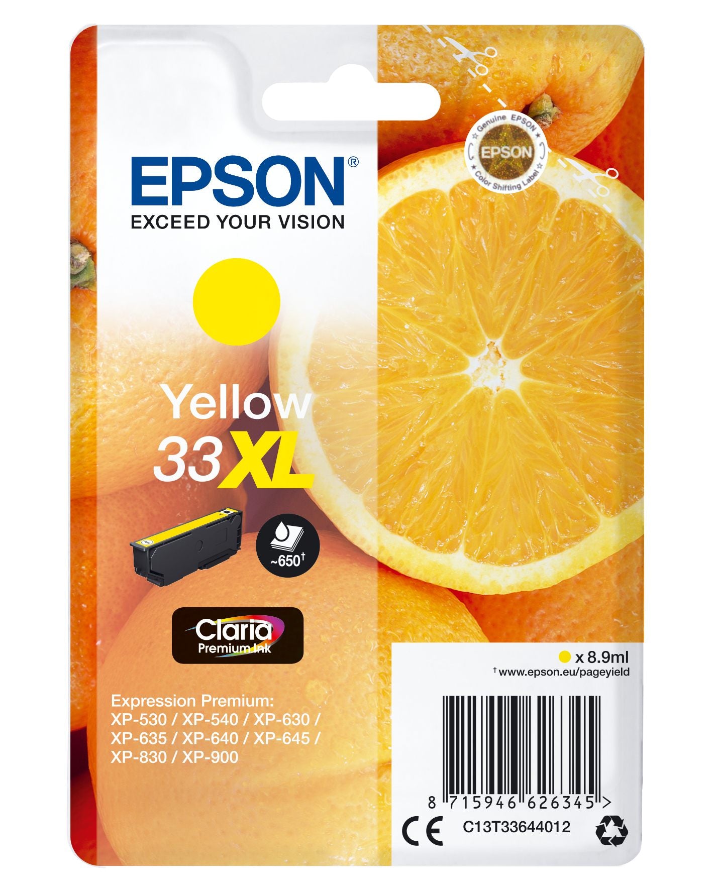 EPSON 3LB 33XL Ink Yellow Claria Premium Singlepack w/s