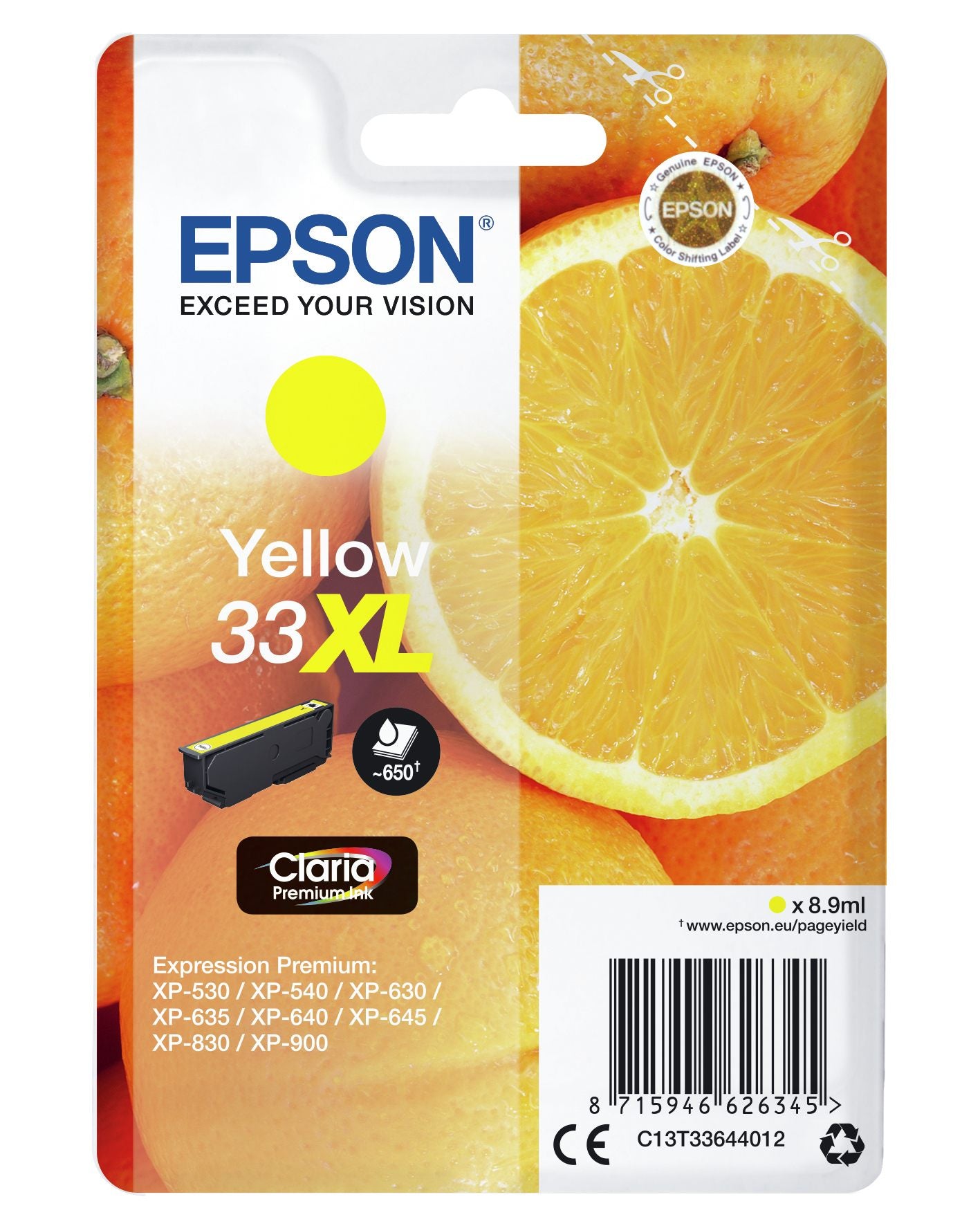 EPSON 3LB 33XL Ink Yellow Claria Premium Singlepack w/s