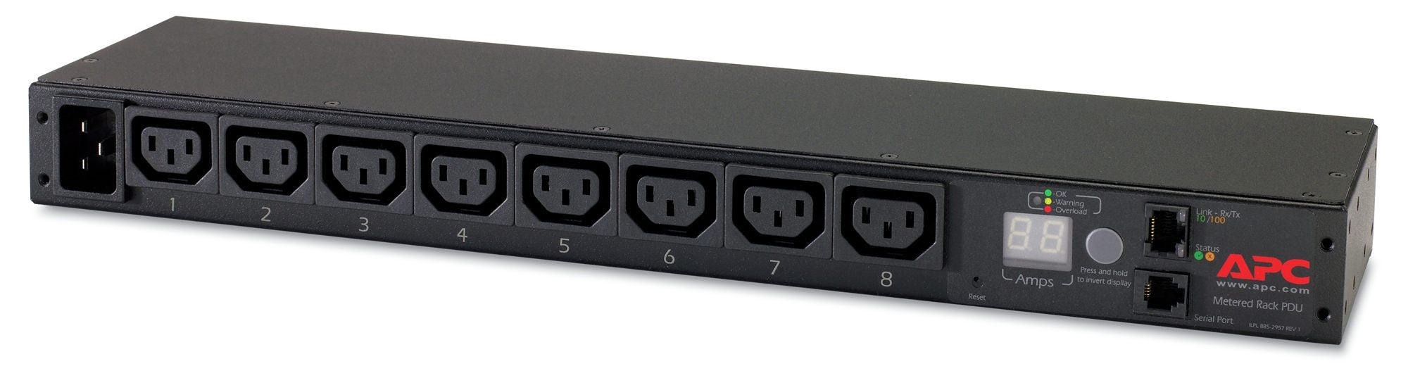APC Metered Rack PDU AP7821B Rack AC 100-240V Ethernet 10/100 input IEC 60320 C20 oc 8 power IEC 60320 C13 1U 2.4m cord