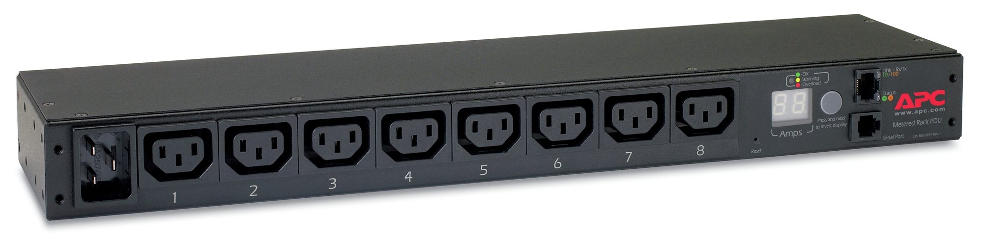 APC Metered Rack PDU AP7821B Rack AC 100-240V Ethernet 10/100 input IEC 60320 C20 oc 8 power IEC 60320 C13 1U 2.4m cord