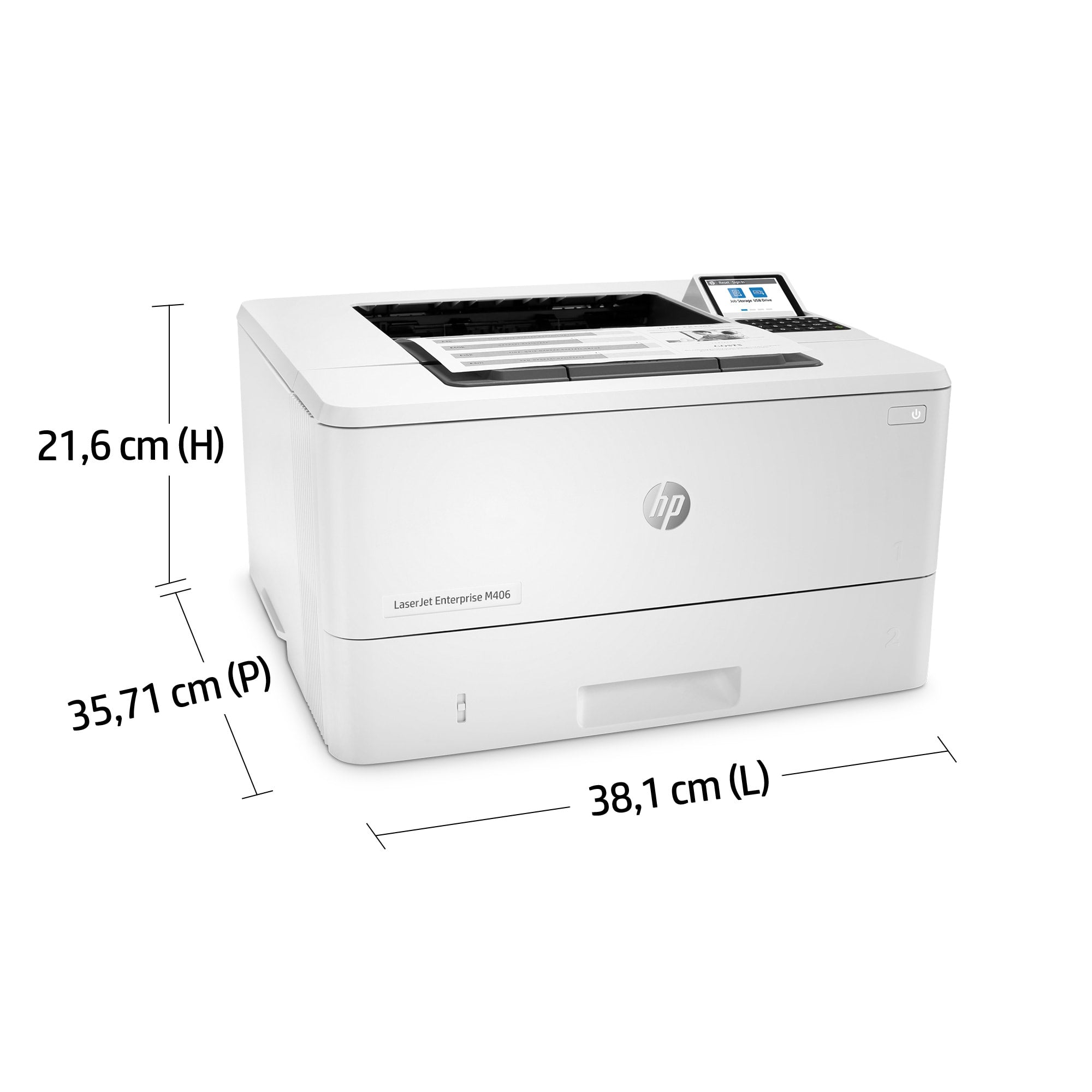 HP LaserJet Enterprise M406dn Printer Mono Duplex laser A4 1200x1200dpi 40ppm 350sheets USB LAN