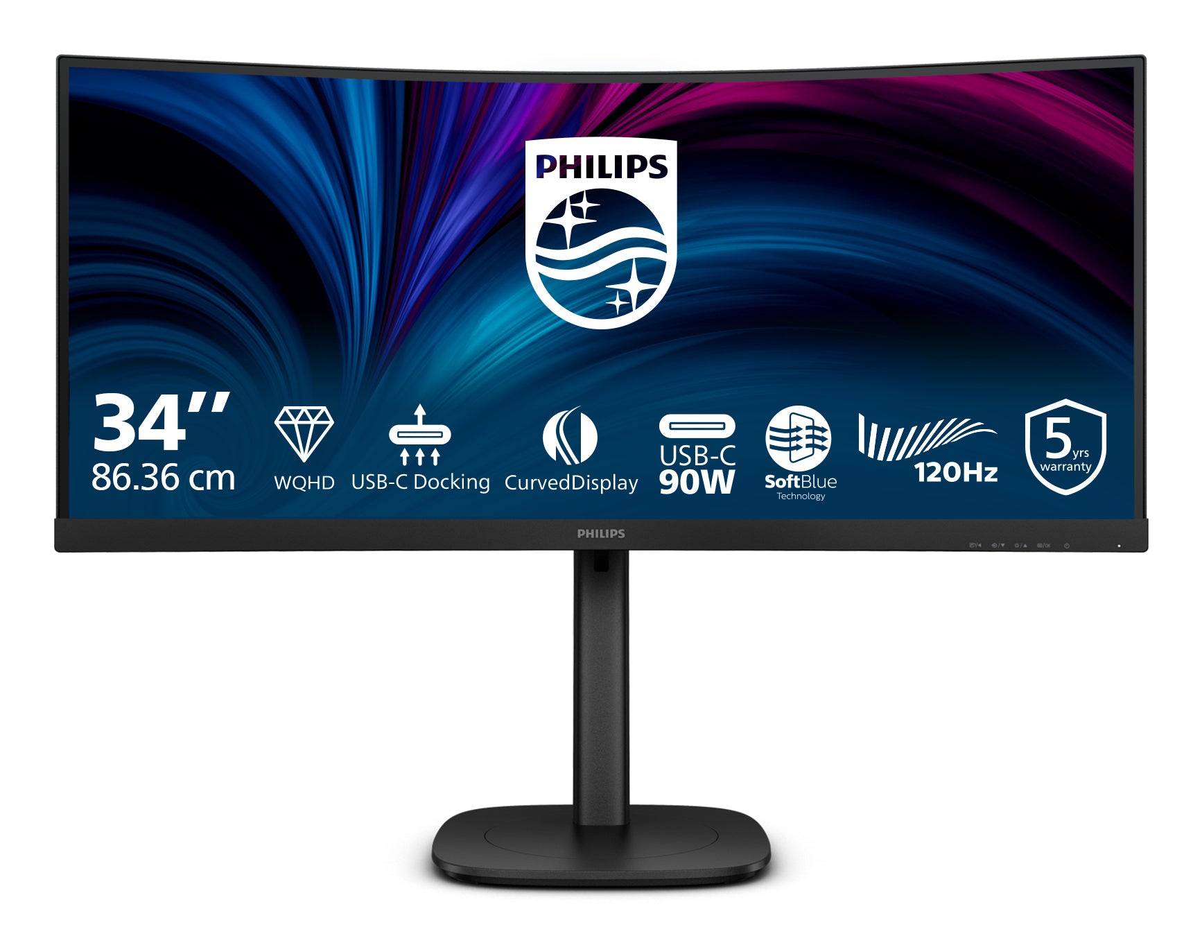 PHILIPS 34B2U3600C/00 34inch Curved Monitor 3440x1440 HDMI DP RJ-45 USB USB-C DOCK 90W