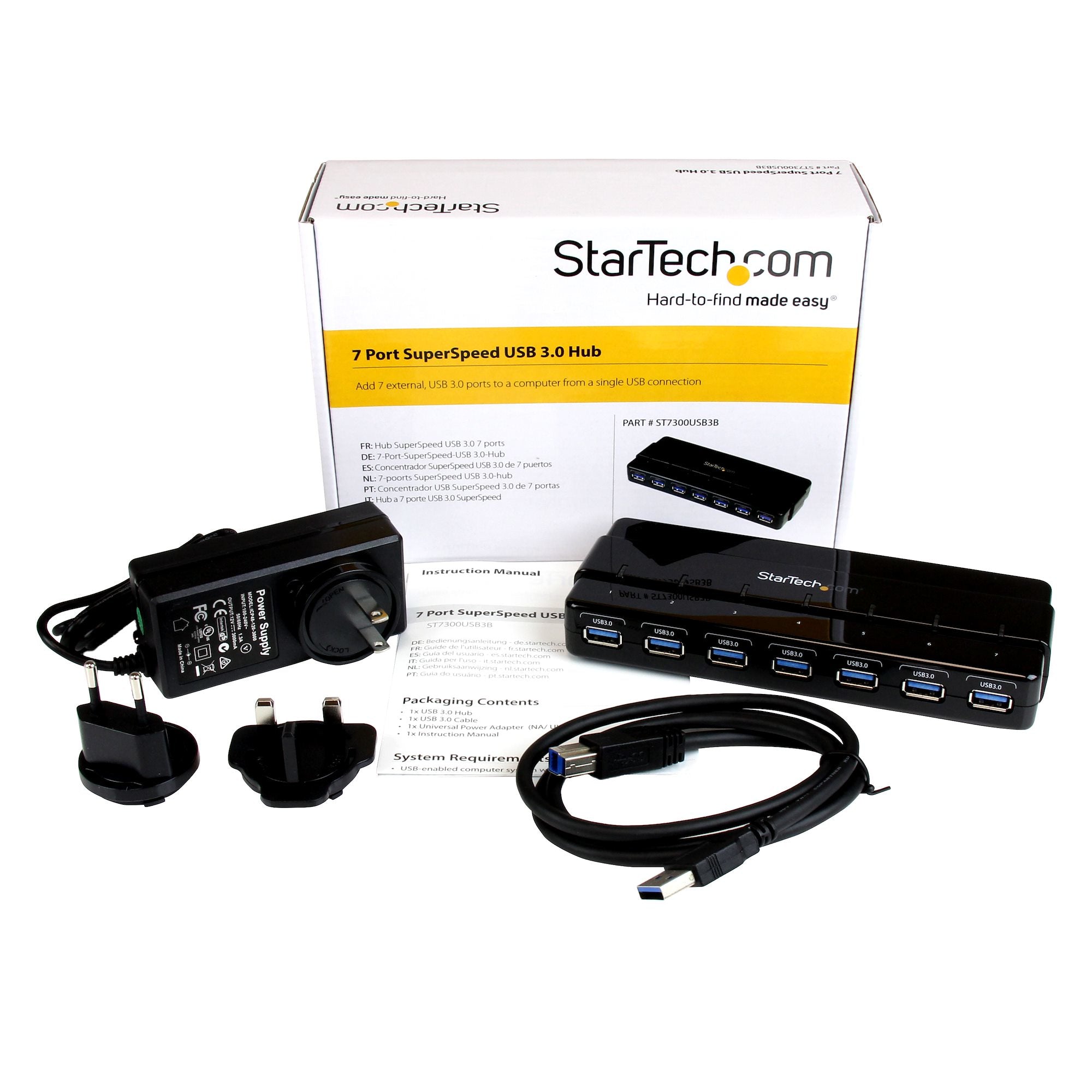 7 Port SuperSpeed USB 3.0 Hub w/Adapter