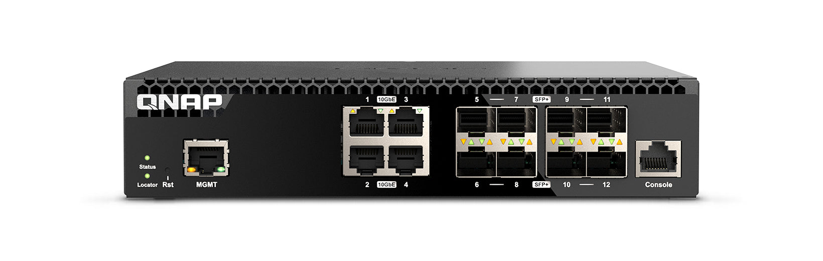 QNAP QSW-M3212R-8S4T Managed Switch 12 port of 10GbE port speed 8 port SFP+ 4 port 10gbE RJ45 half-rackmount design