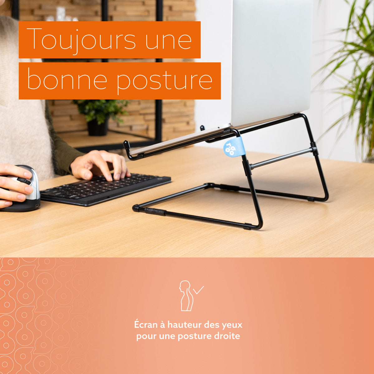 R-GO TOOLS Support pour PC portable Steel Office, noir