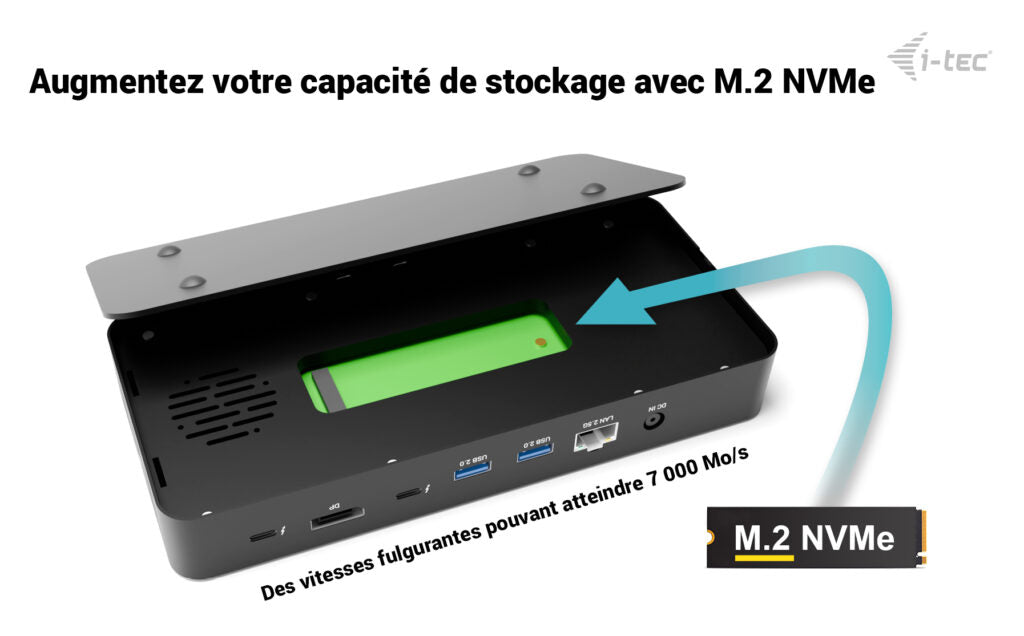 I-TEC TB5 Triple DisplayDS 2xTB5 1xDP 1x2.5GLAN 1xM.2 slot 1xAudio/Mic 2xUSB-C Gen2 2xUSB-A Gen2 2xUSB 2.0 SD+TF Cardreader PD 140W