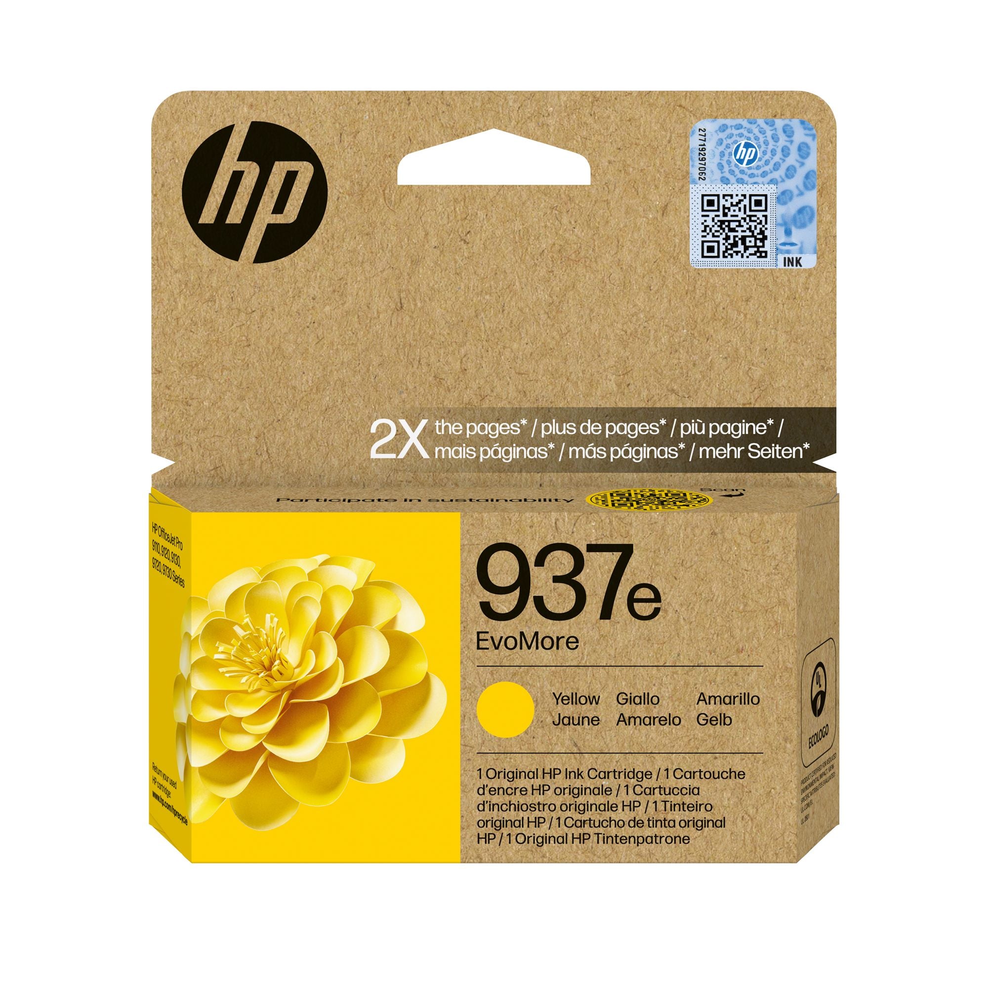 HP 937e EvoMore Yellow Original Ink Cartridge cartouche d'encre 1 piece(s) Rendement élevé (XL)