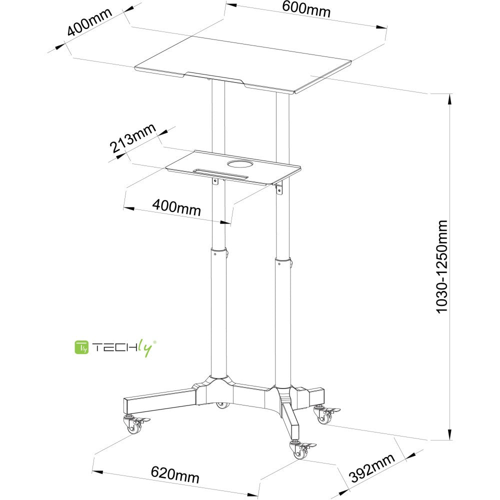 Techly ICA-TB TPM-1BK Table pour ordinateur portable noire