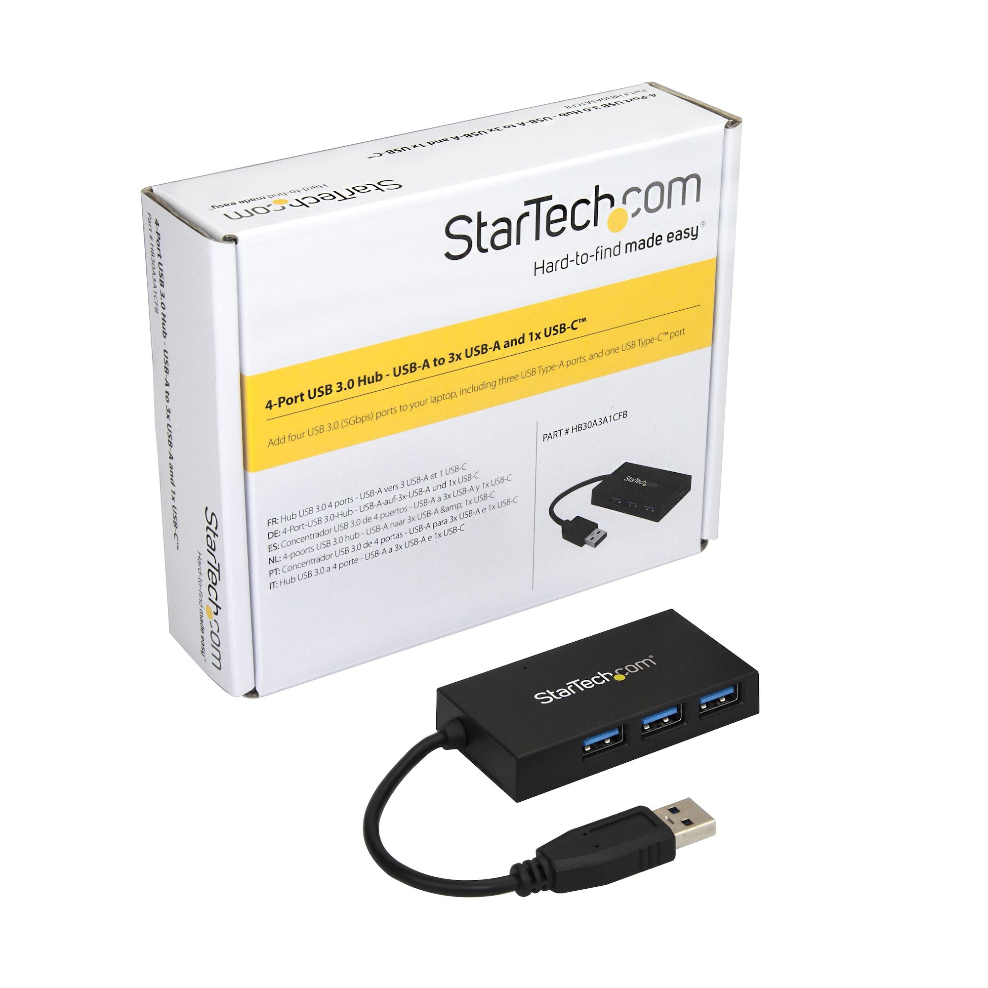Hub USB 3.0 4 Port - 3x USB A+1x USB C