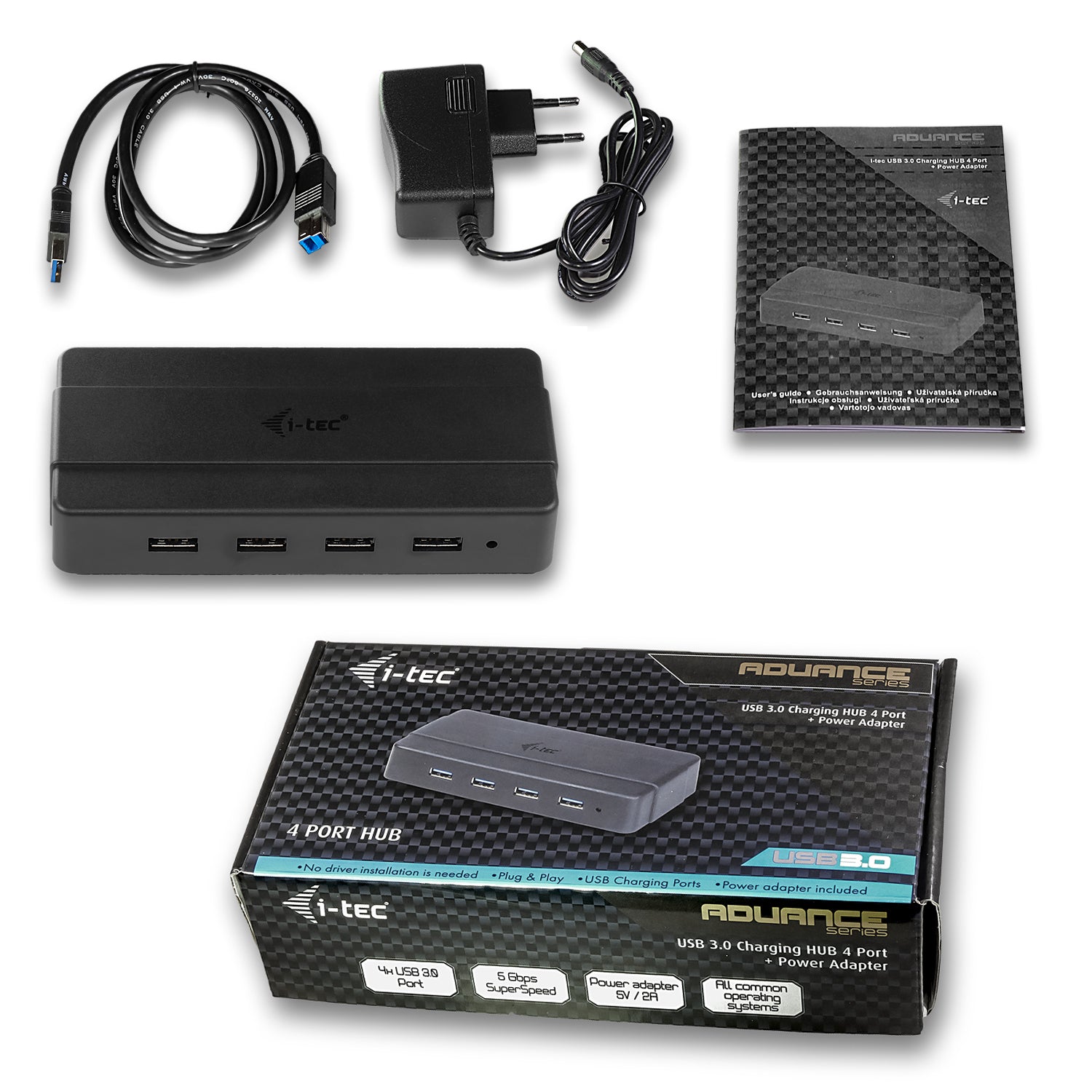 I-TEC USB 3.0 Advance Charging HUB 4 with power adapter 7xUSB Chargingport. For Tablets Notebooks Ultrabooks PC
