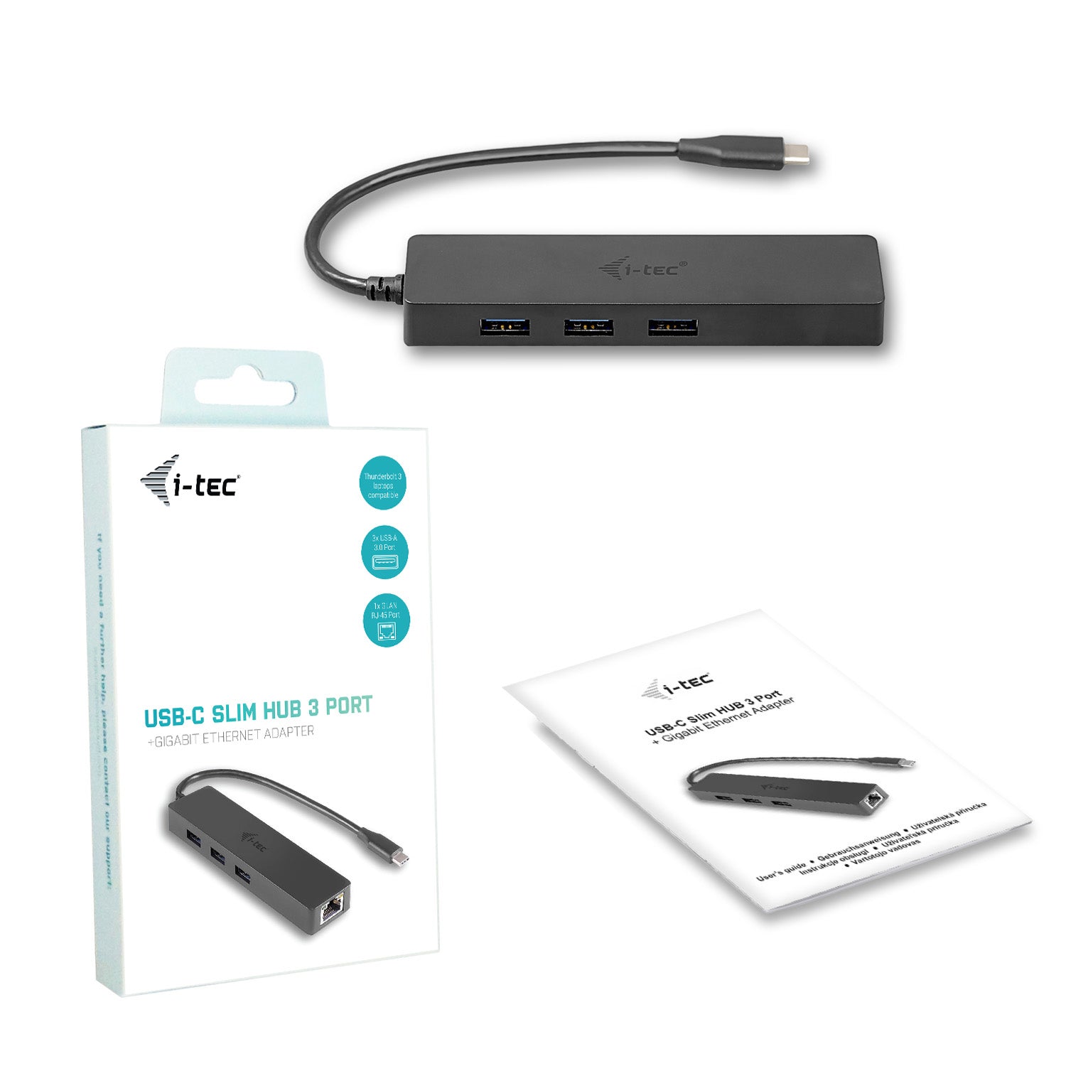 I-TEC USB C Slim HUB 3 Port with Gigabit Ethernet Adapter ideal for New Macbook Macbook Pro 2016 etc. compatible with Thunderbolt 3
