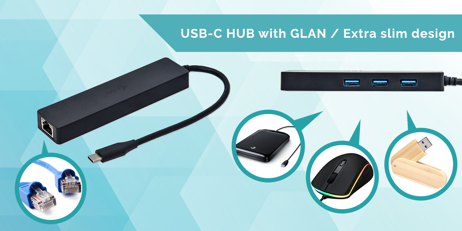 I-TEC USB C Slim HUB 3 Port with Gigabit Ethernet Adapter ideal for New Macbook Macbook Pro 2016 etc. compatible with Thunderbolt 3