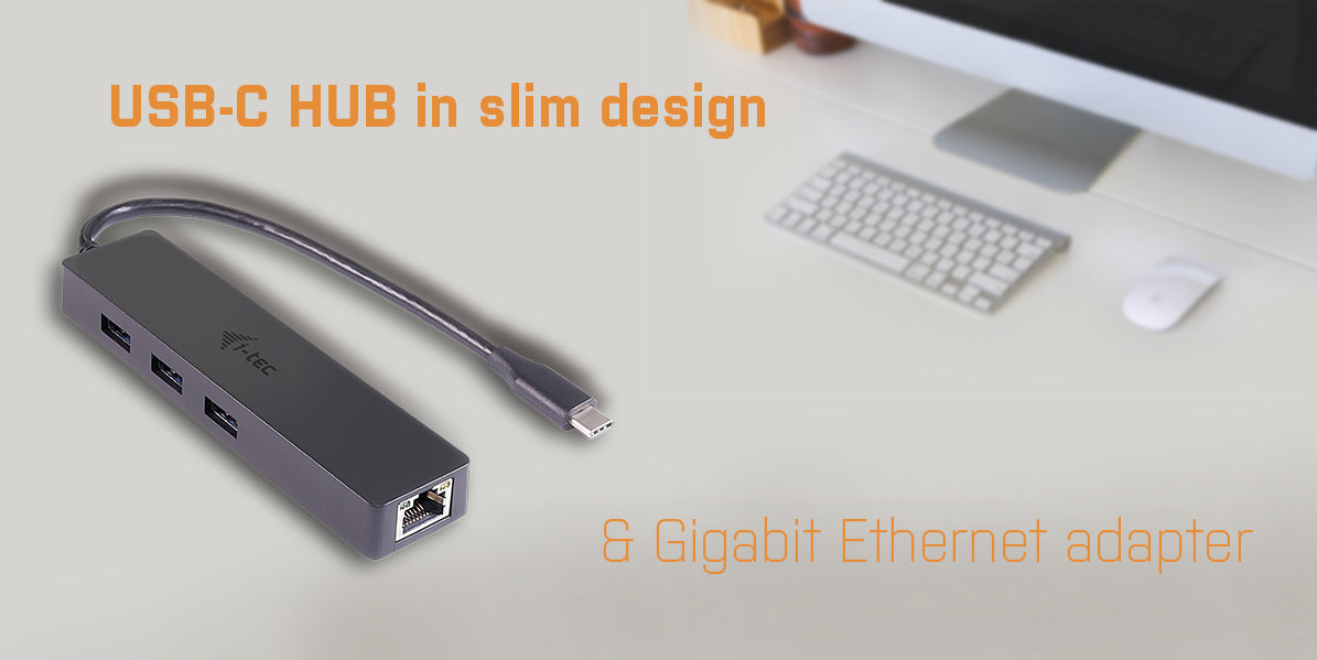 I-TEC USB C Slim HUB 3 Port with Gigabit Ethernet Adapter ideal for New Macbook Macbook Pro 2016 etc. compatible with Thunderbolt 3