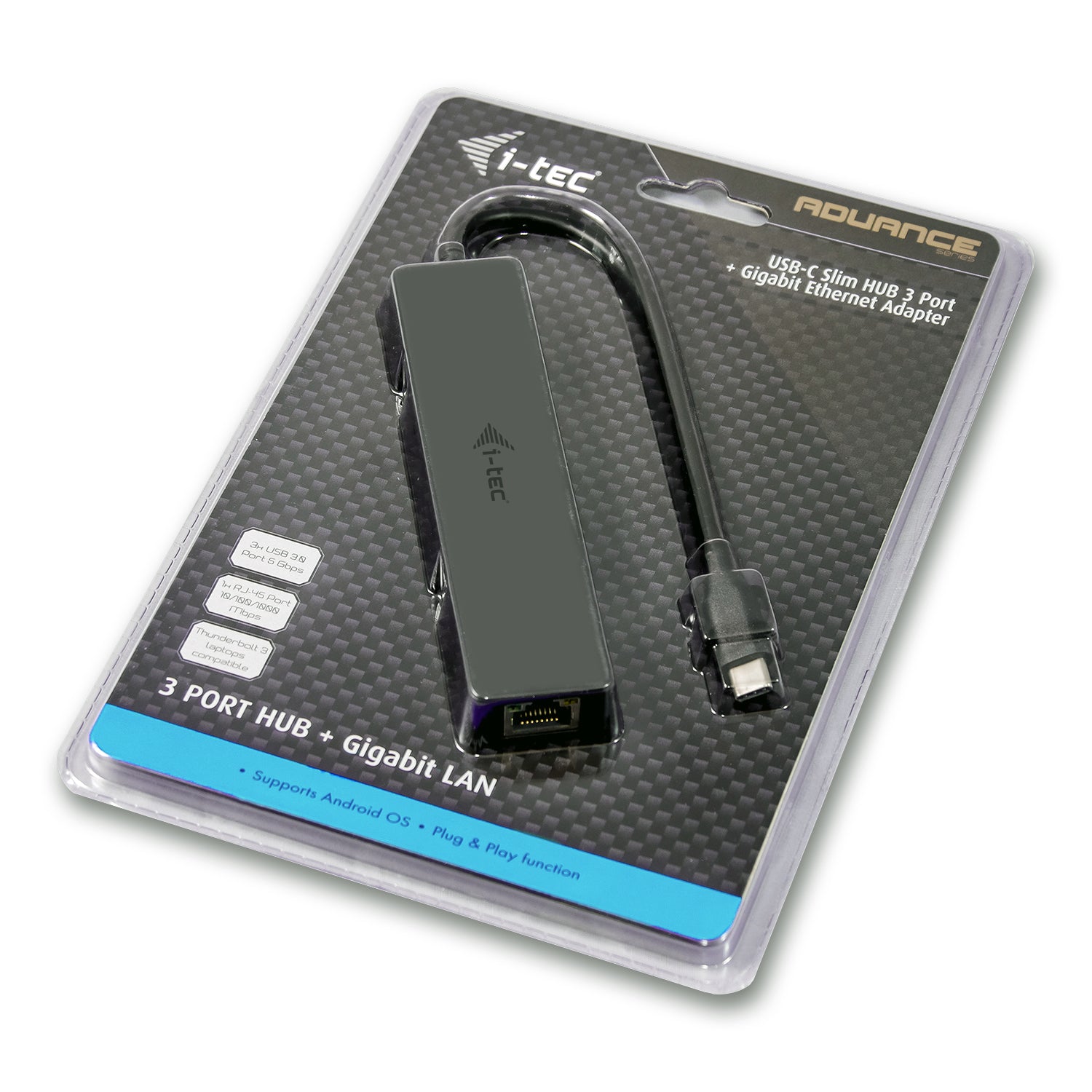 I-TEC USB C Slim HUB 3 Port with Gigabit Ethernet Adapter ideal for New Macbook Macbook Pro 2016 etc. compatible with Thunderbolt 3